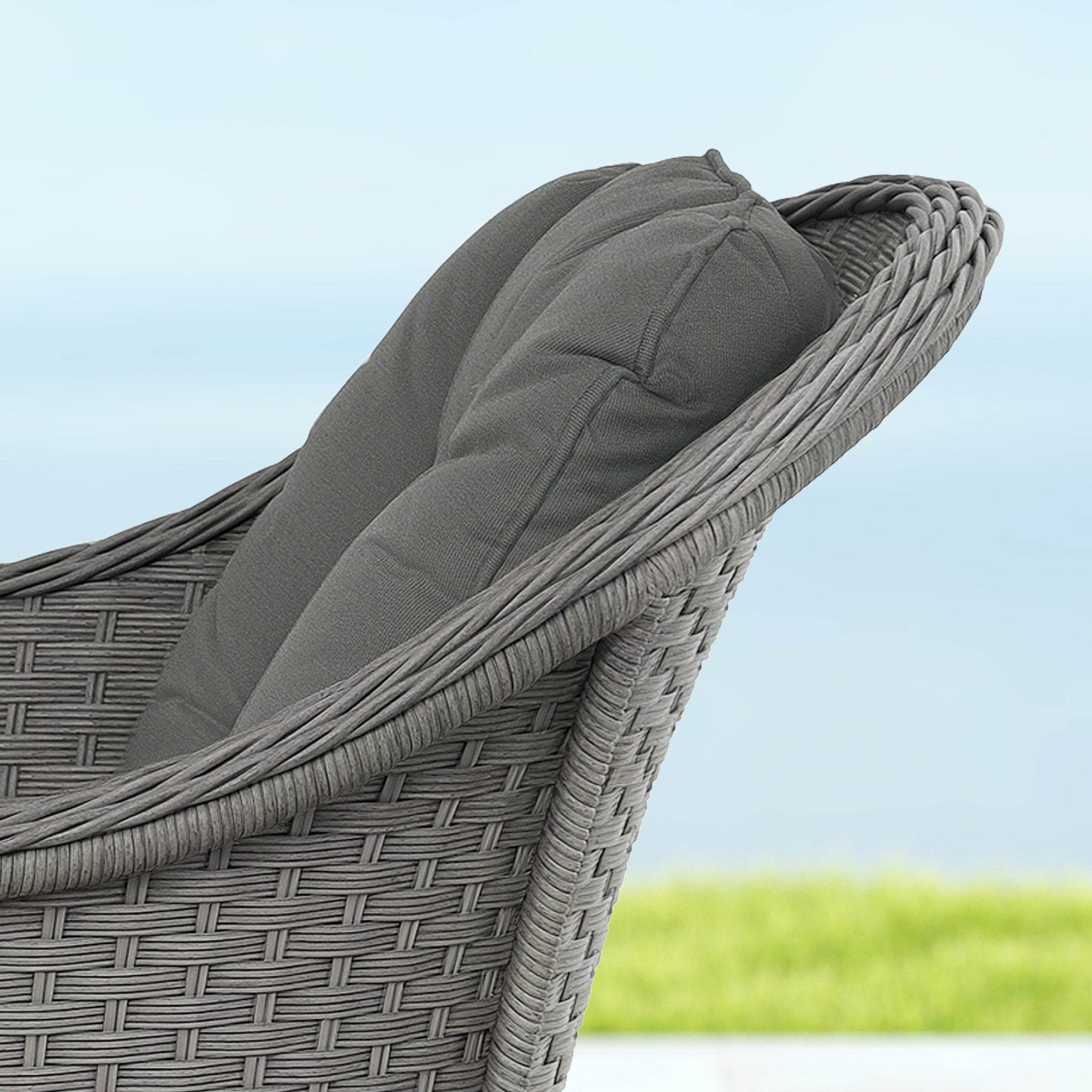 Outsunny Four-Piece Rattan Set, with Glass-Top Table - Light Grey - North Peak Garden Furniture