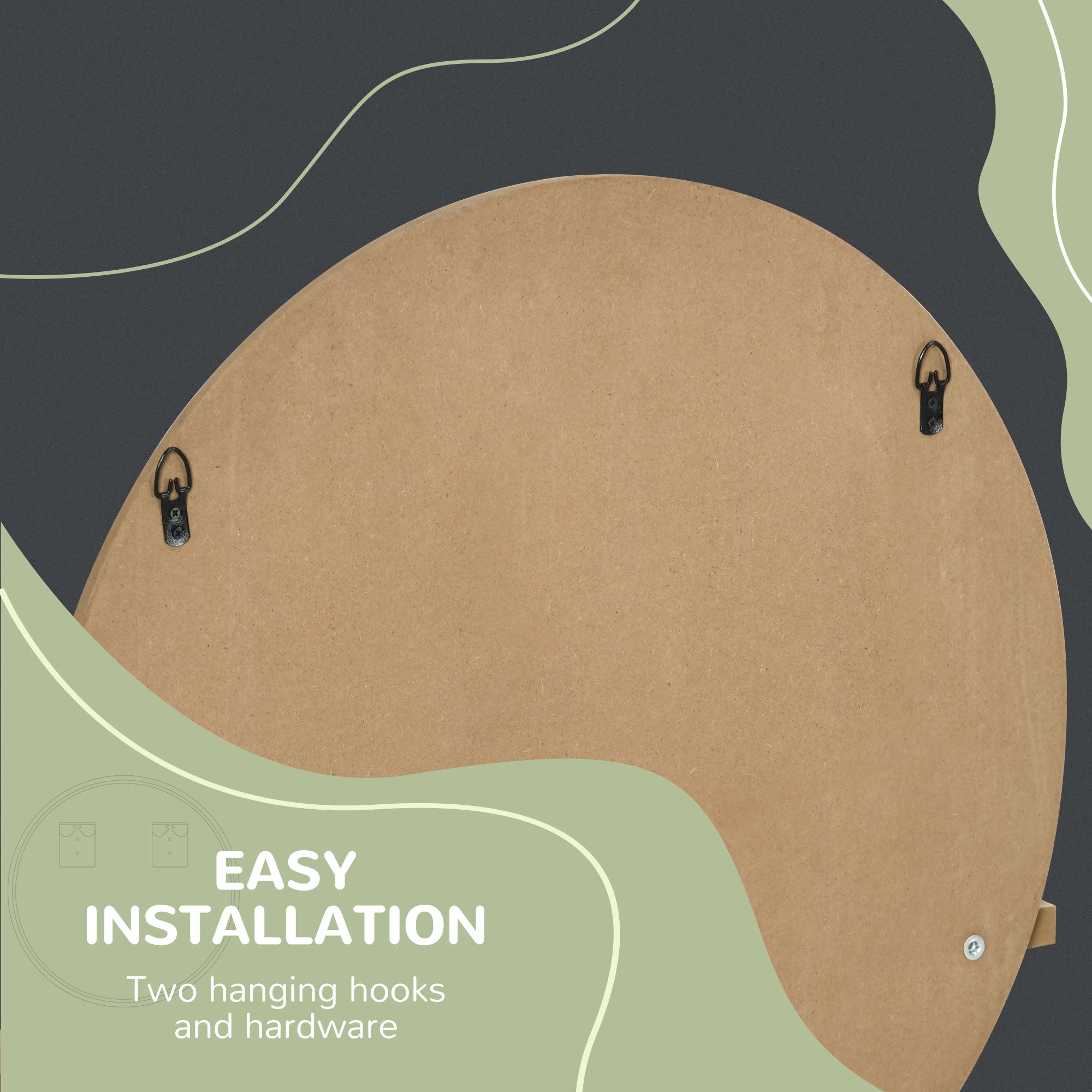 kleankin 45cm Round Home Mirror, with Shelf - Natural Wood Effect - North Peak Garden Furniture