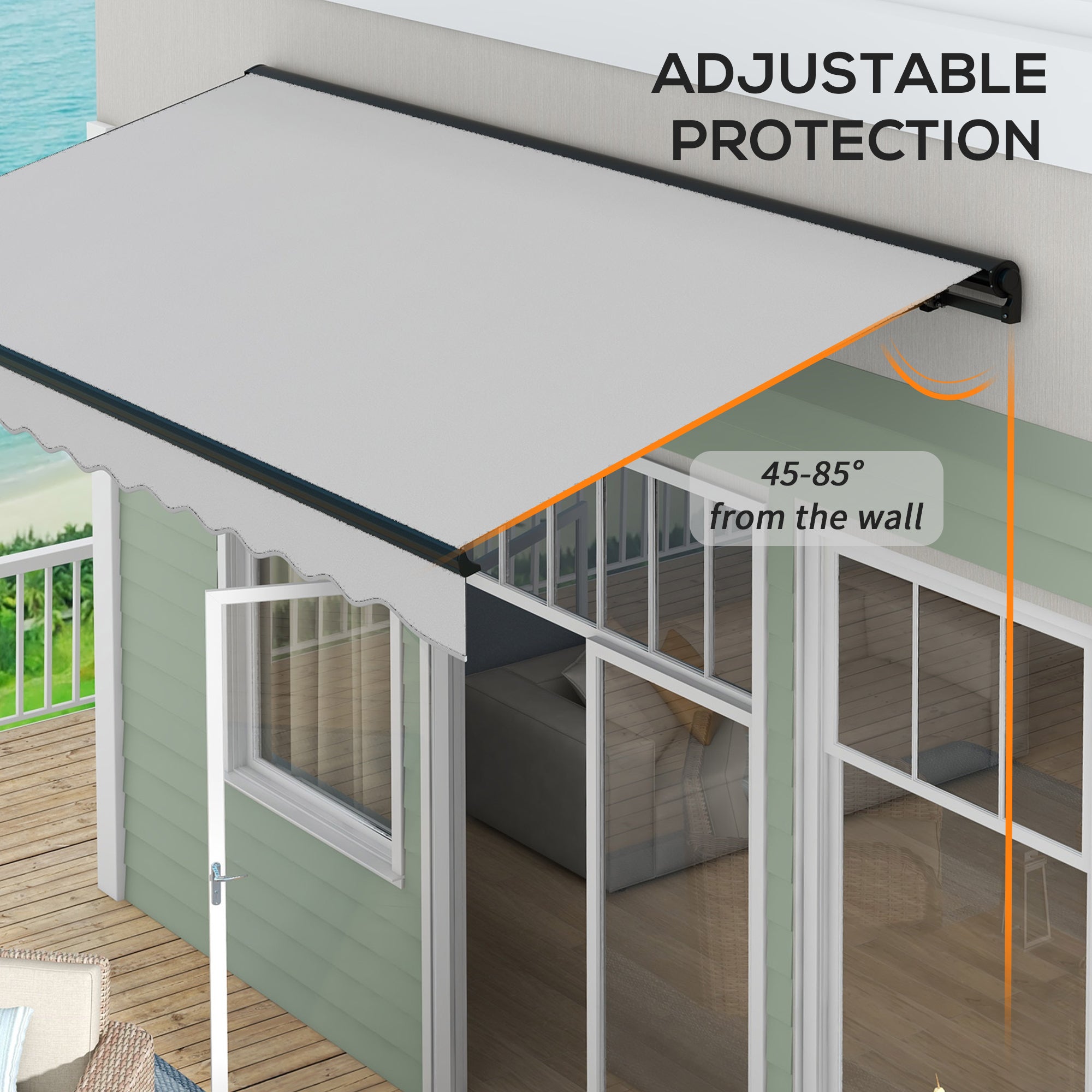 Outsunny 2.5 x 3.5m Aluminium Frame Electric Awning, with Remote - Light Grey - North Peak Garden Furniture