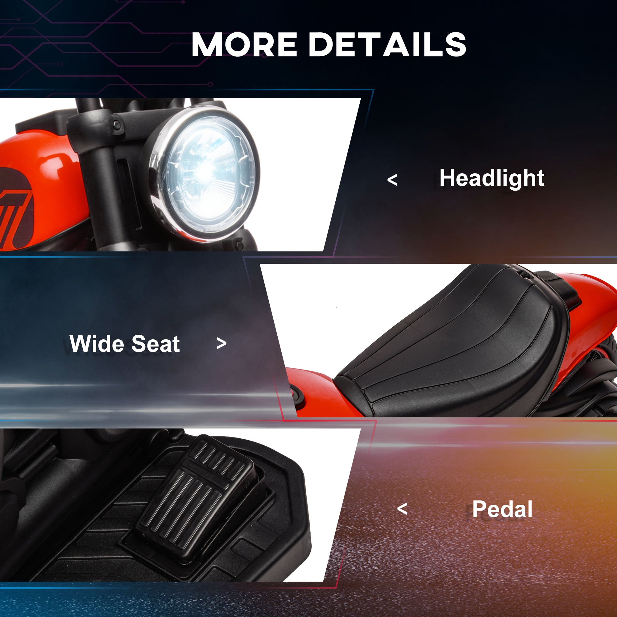 HOMCOM 6v Electric Motorbike with Training Wheels, One-Button Start - Red - North Peak Garden Furniture