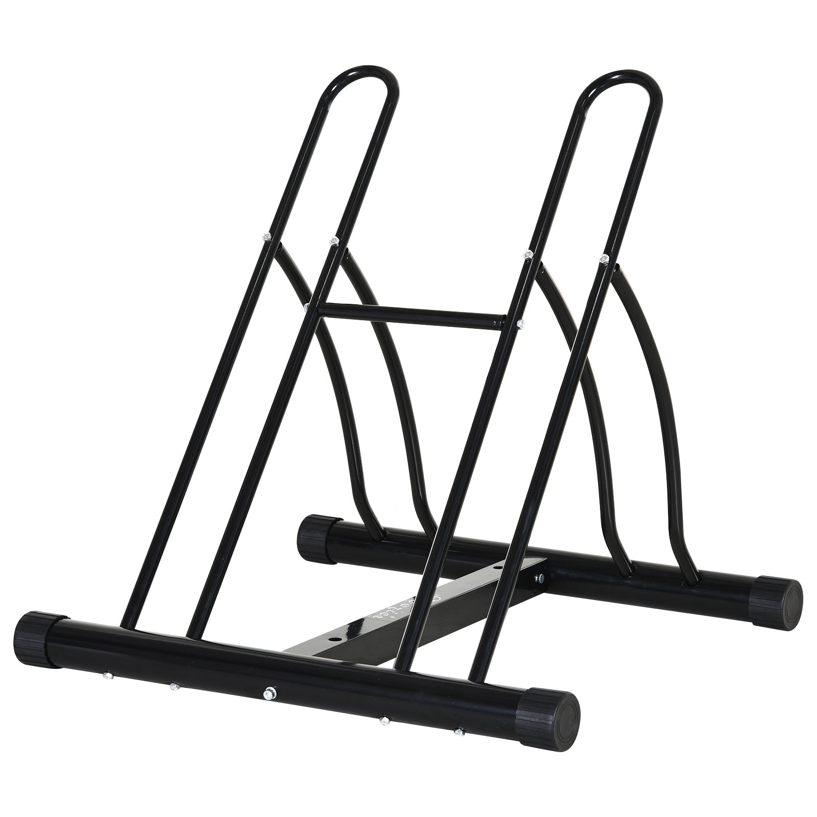 HOMCOM 2 Bike Floor Parking Stand Rack Indoor Outdoor Ground Reversible - Black - North Peak Garden Furniture