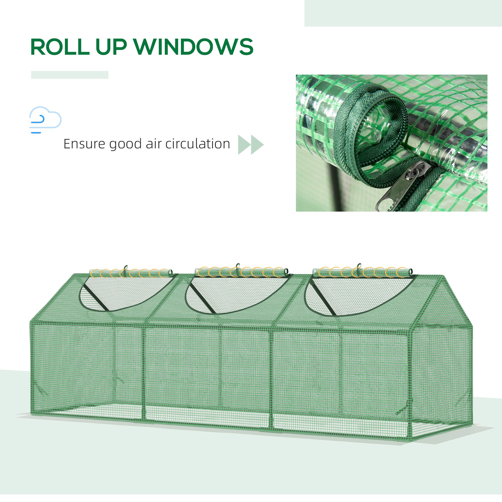 Outsunny Mini Greenhouse, Small Plant Grow House for Outdoor with Durable PE Cover, Observation Windows, 180 x 60 x 60 cm, Green - North Peak Garden Furniture
