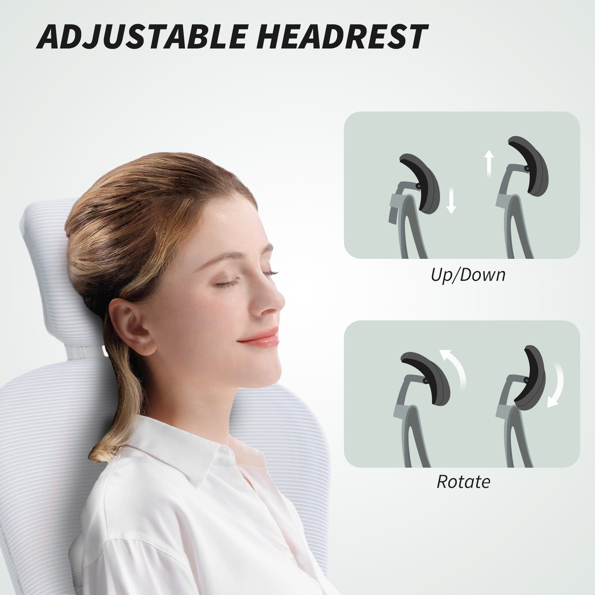 Vinsetto Multi-Adjustable Office Chair, with Lumbar Support, Headrest and Mesh Back - White - North Peak Garden Furniture