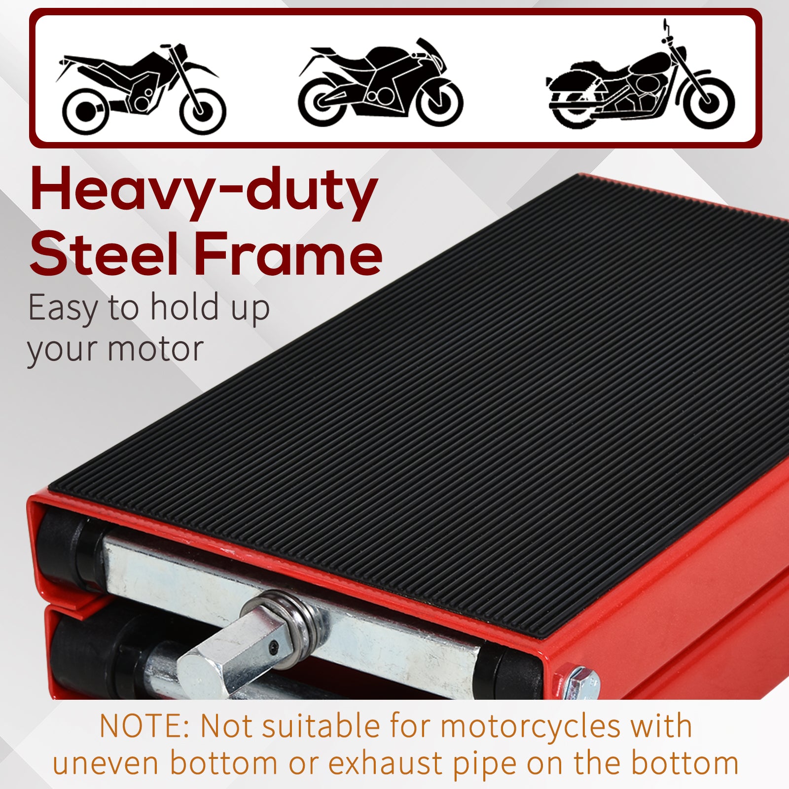 DURHAND 500KG Motorcycle Scissor Lift Jack, Height Adjustable Motorbike Stand with Anti-Slip Wide Deck, Heavy Duty Steel Motorbike Repair Lift Hoist Stand for Home Garage, Red - North Peak Garden Furniture