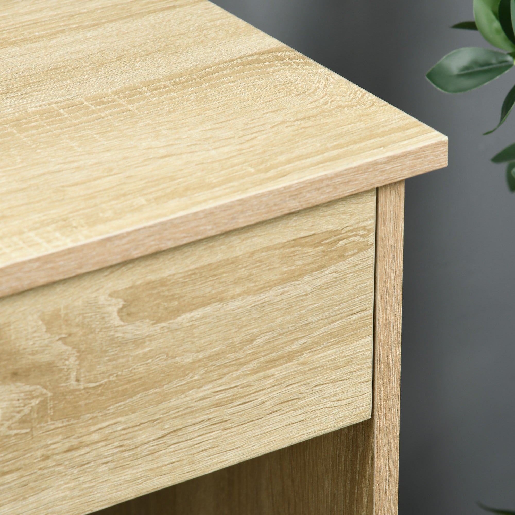 HOMCOM Computer Desk, Home Office Desk with Lockable Drawer, Storage Shelf for Study Bedroom, 110 x 50 x 76 cm, Oak - North Peak Garden Furniture