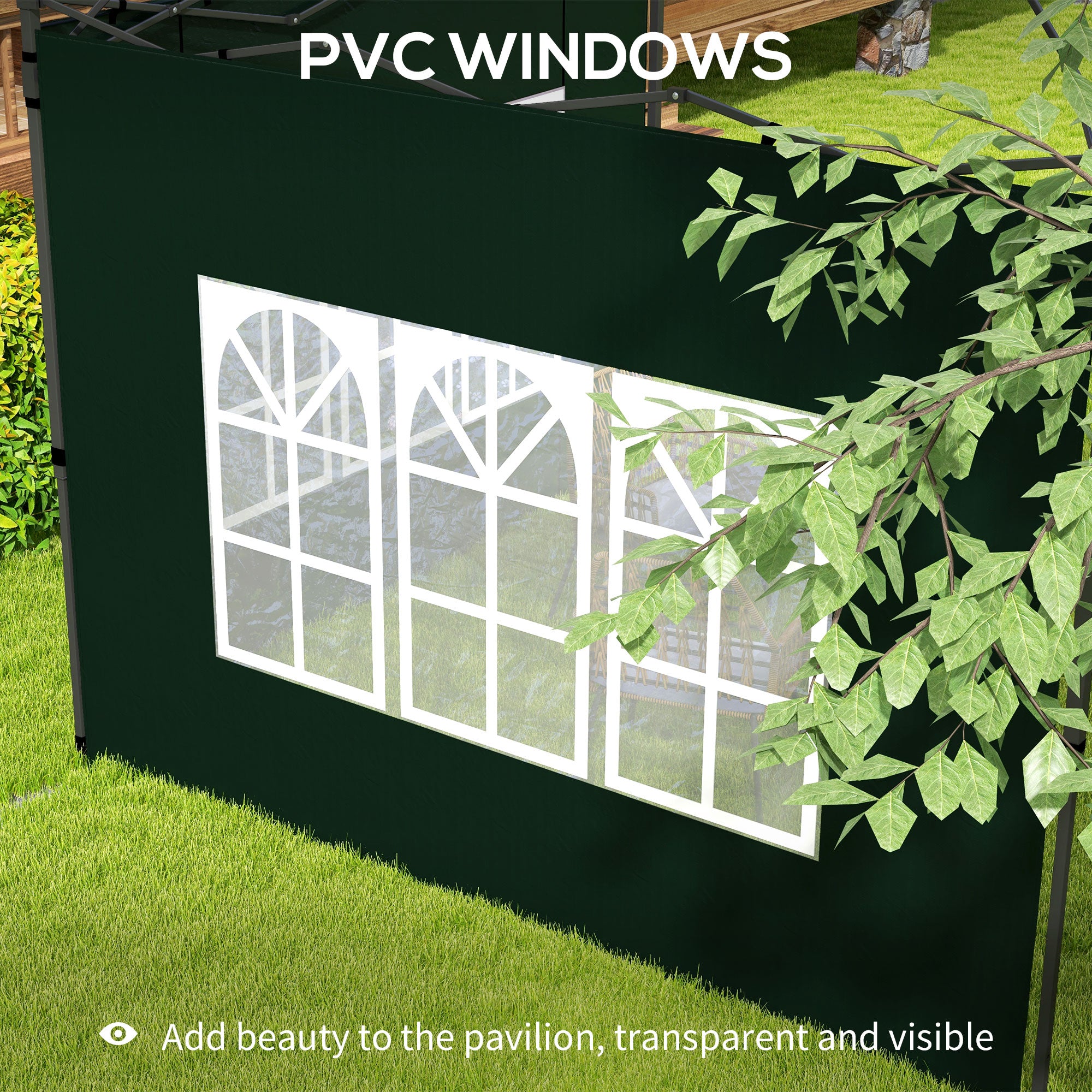Outsunny Set of Two 3 x 3m Gazebo Frame Replacement Walls - Green - North Peak Garden Furniture