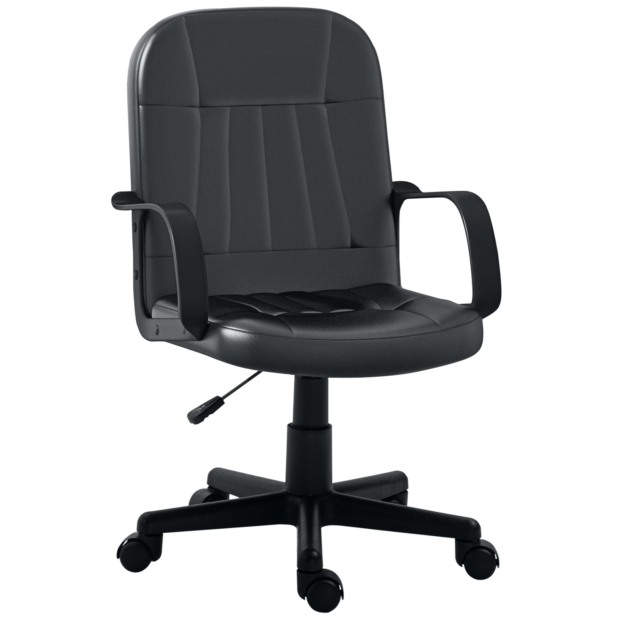 HOMCOM Swivel Executive Office Chair PU Leather Computer Desk Chair Office Furniture Gaming Seater - Black - North Peak Garden Furniture
