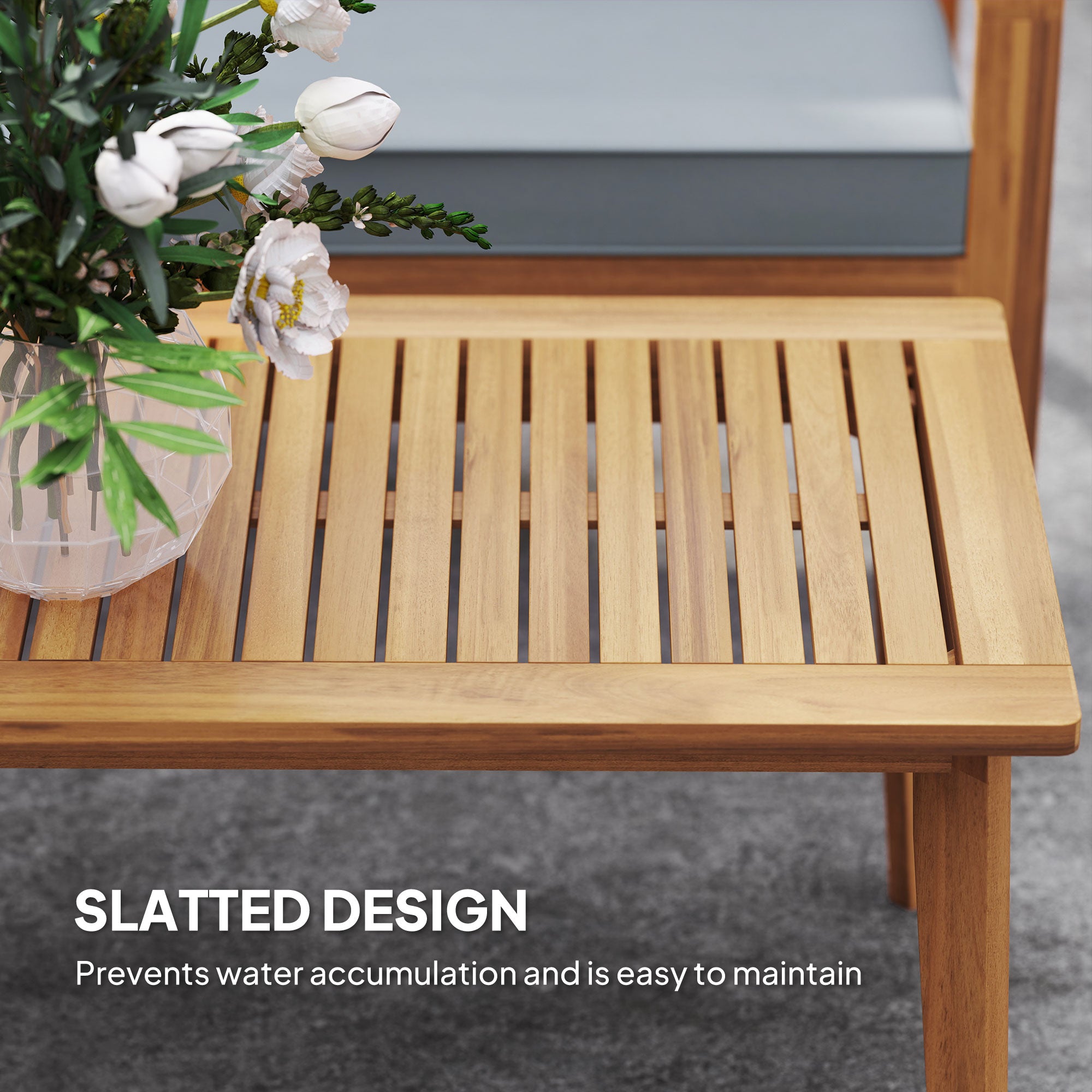 Outsunny 4-Piece Wooden Garden Furniture Set with Cushions - Teak - North Peak Garden Furniture