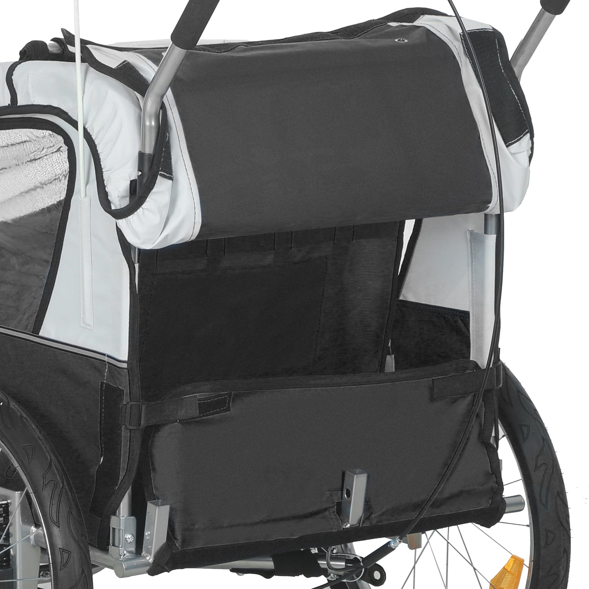 HOMCOM 2 Seat Bike Trailer with 5 Point Harness, Baby Bike Stroller with Safety Flag, Reflectors, for 18+ Months, Black - North Peak Garden Furniture