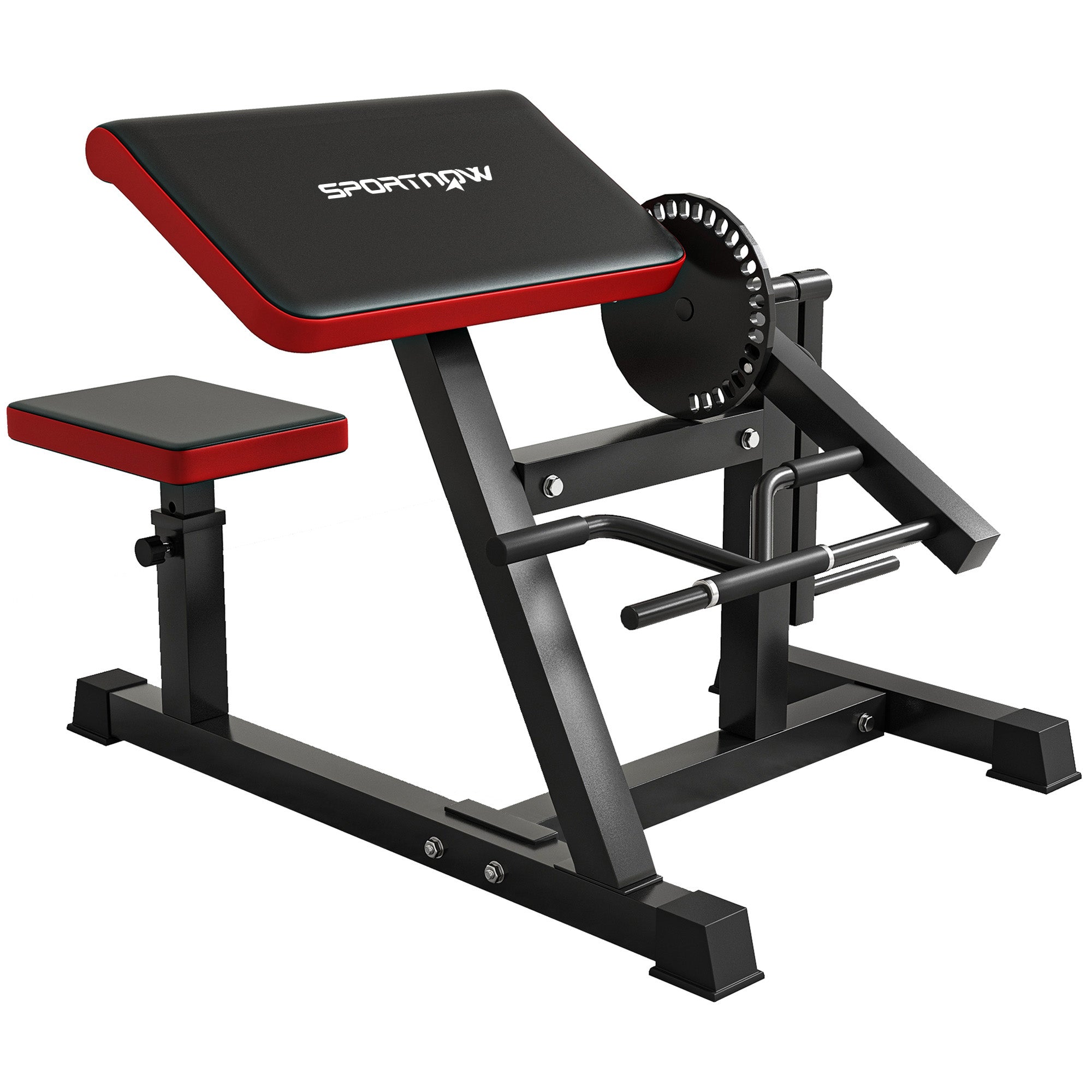 SPORTNOW Adjustable Preacher Curl Bench, Multi-Functional Weight Bench with Handlebar and Elbow Cushion for Home and Outdoor Gym - North Peak Garden Furniture
