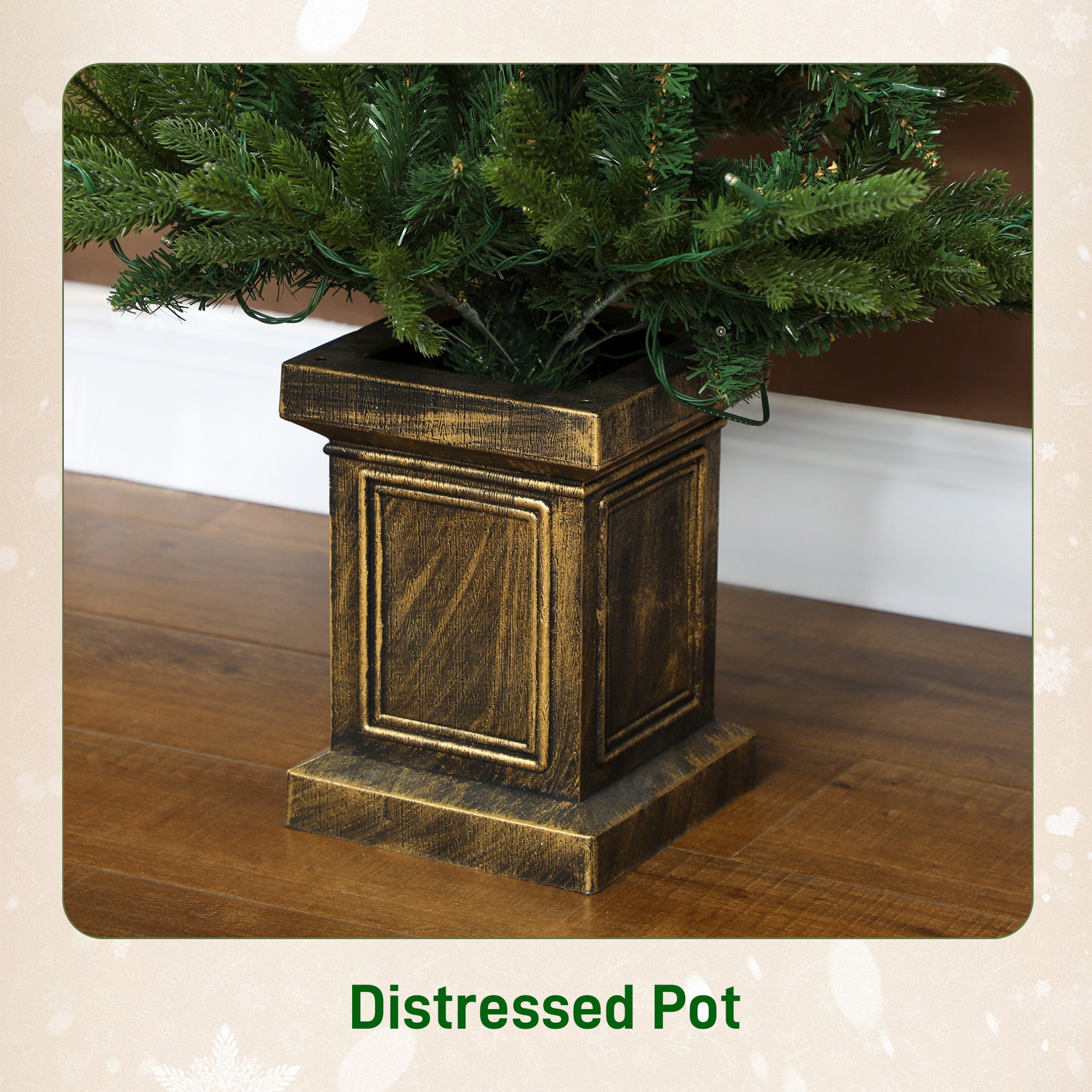 HOMCOM Set of Two Artificial 4ft Christmas Trees, with Lights - Green