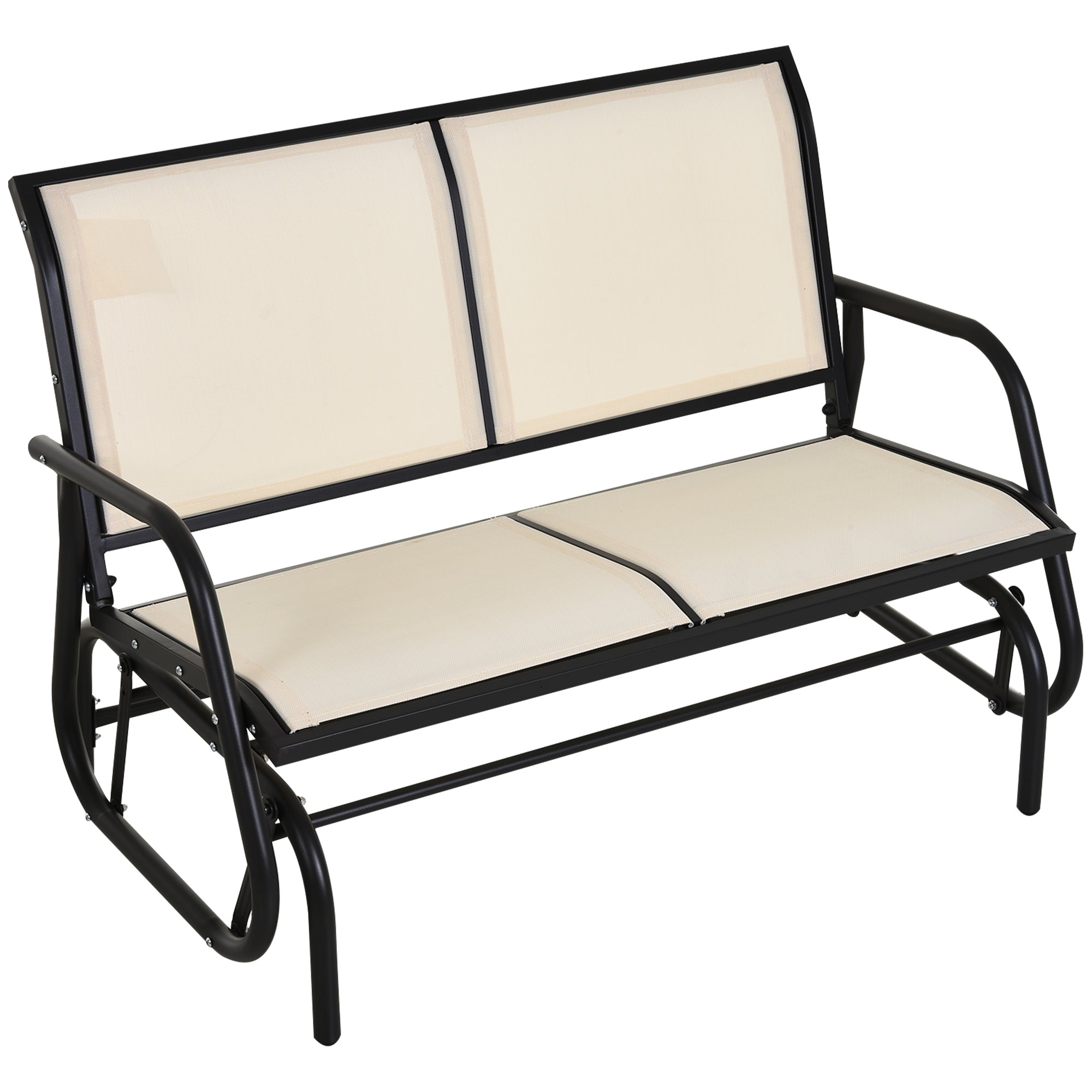 Outsunny 2-Person Outdoor Glider Bench Patio Double Swing Gliding Chair Loveseat w/Power Coated Steel Frame for Garden Patio Porch, Cream