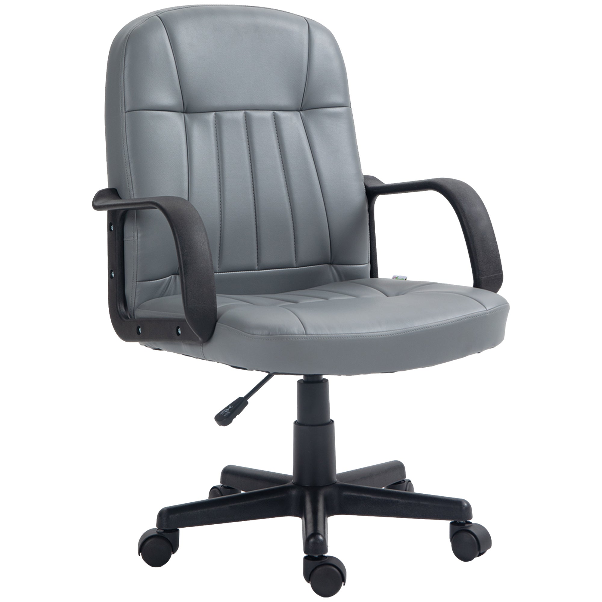 HOMCOM Swivel Executive Office Chair PU Leather Computer Desk Chair Office Furniture Gaming Seater - Grey - North Peak Garden Furniture