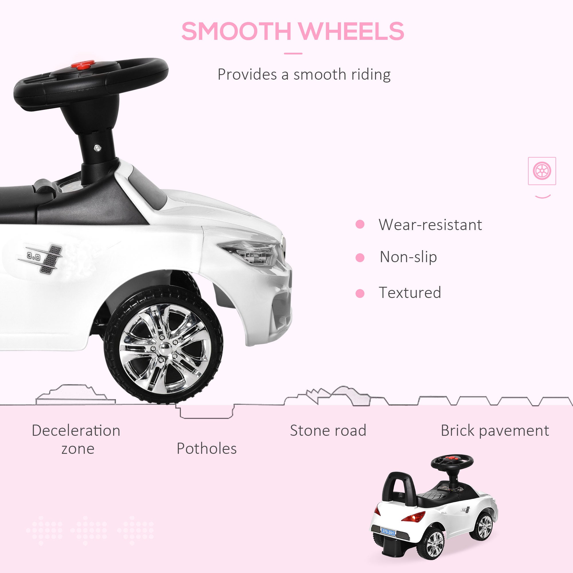 HOMCOM Ride on Car Baby Toddler Walker Foot to Floor Sliding Car Slider White - North Peak Garden Furniture