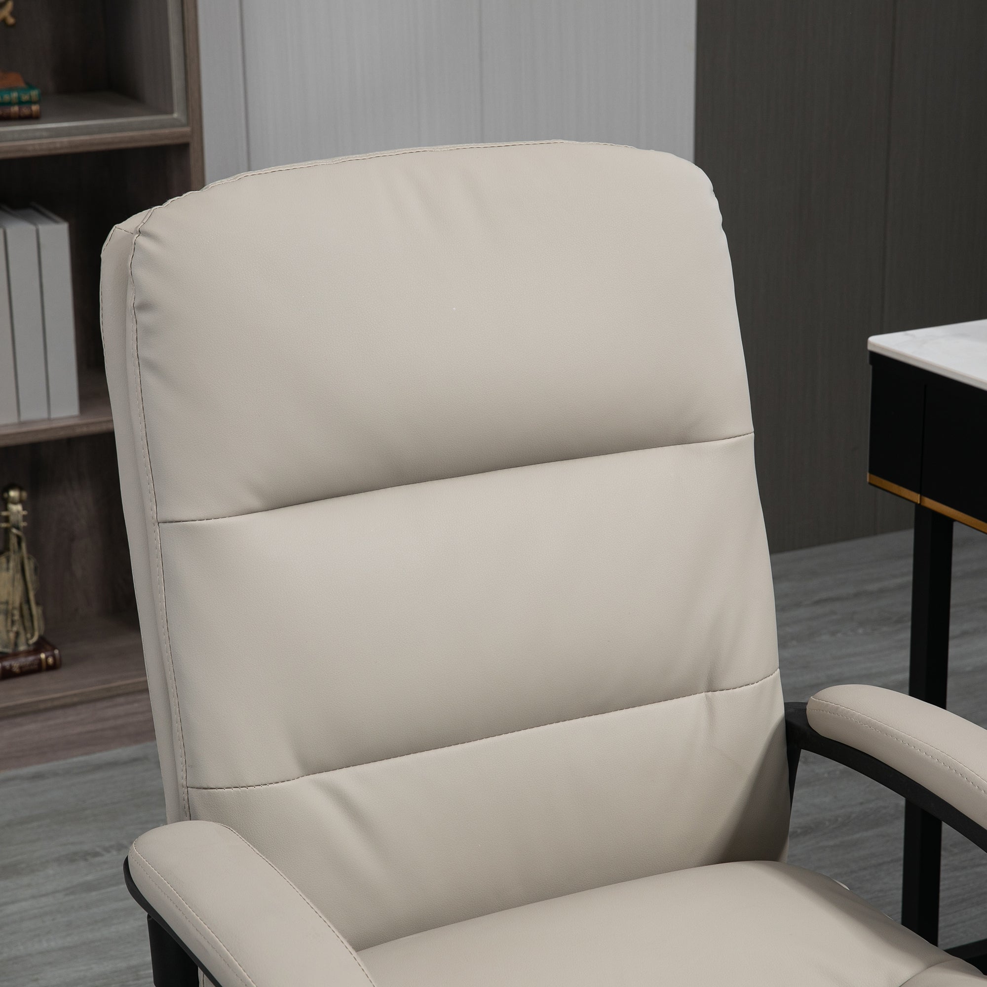 Vinsetto Ergonomic Computer Desk Chair, PU Leather Office Chair with Adjustable Height and Swivel Rolling Wheels for Work Study, Light Grey - North Peak Garden Furniture