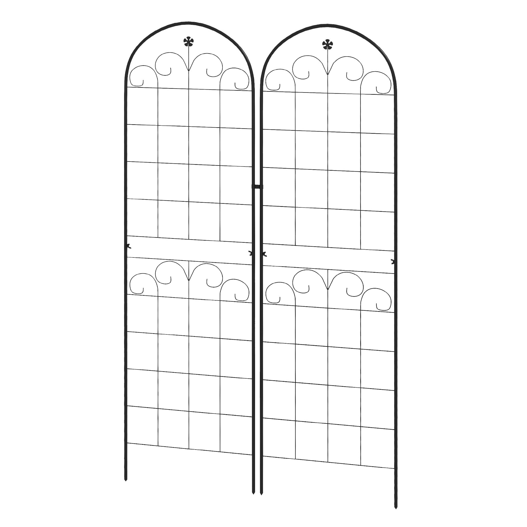 Outsunny Metal Trellis Set of 2, Garden Trellis for Climbing Plants Support Frames, Floral Design - North Peak Garden Furniture