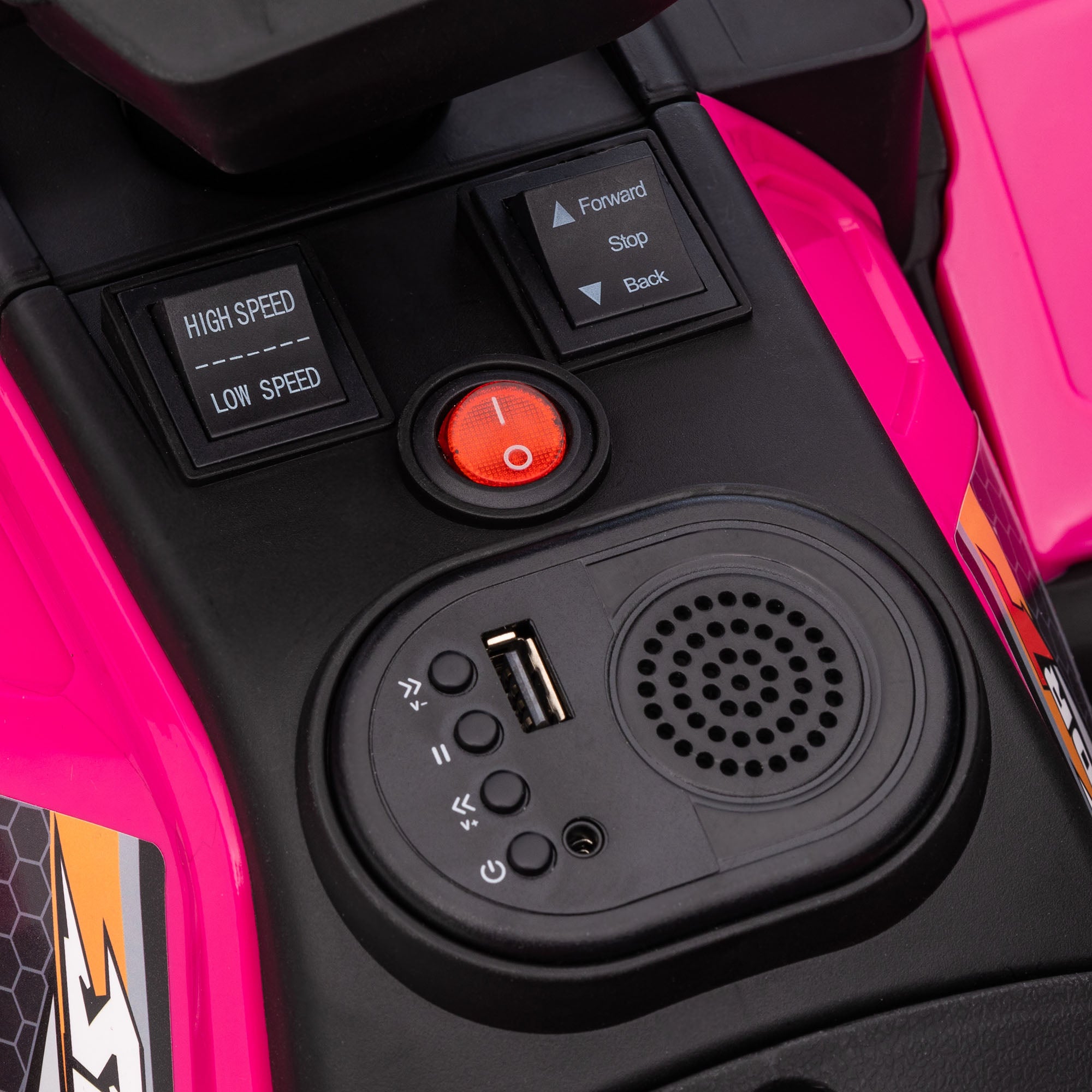 HOMCOM 12V Kids Quad Bike with Forward, Reverse Functions, Ride-On ATV w/ Music, LED, Headlights, for Ages 3-5 Years - Pink - North Peak Garden Furniture