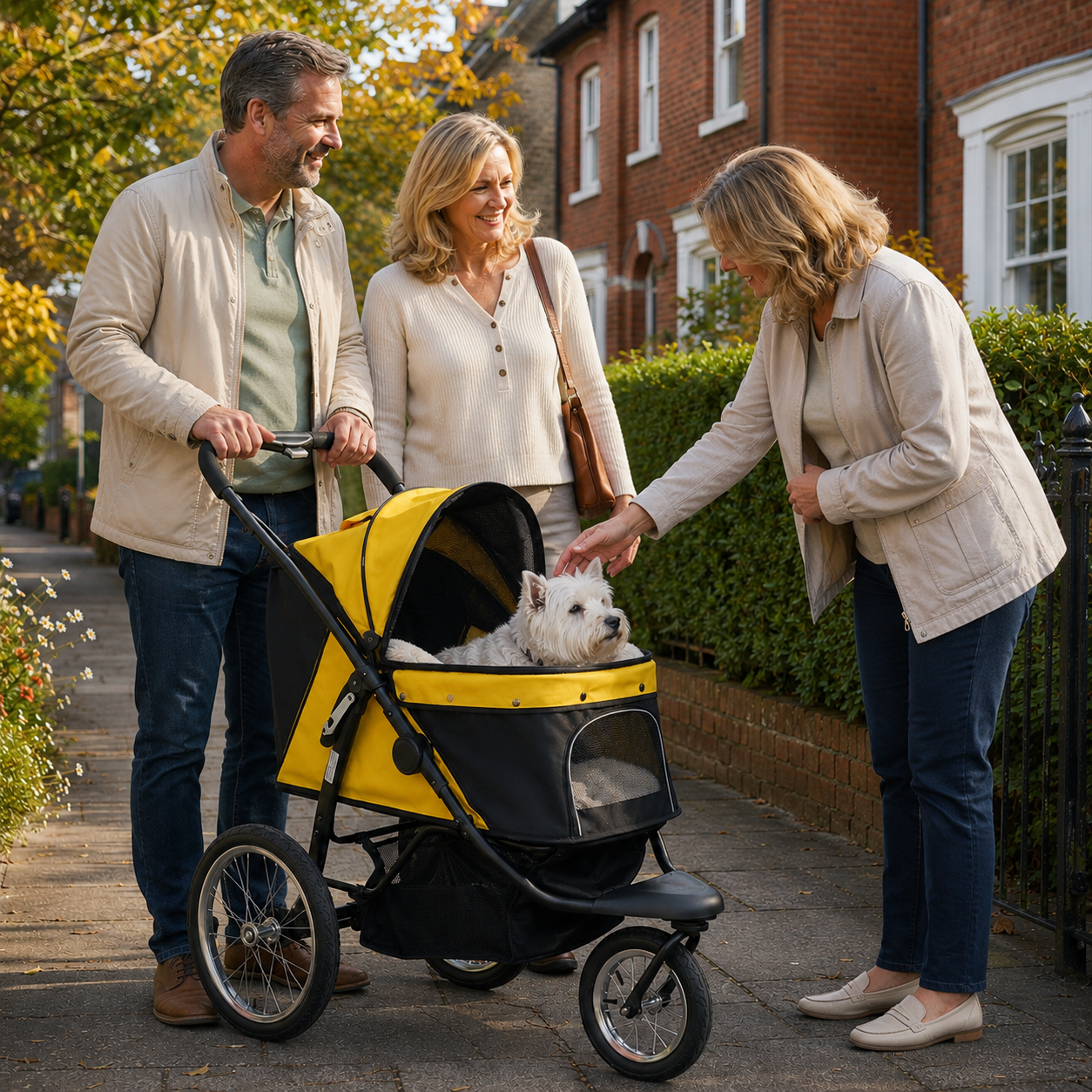 PawHut Foldable Pet Stroller, with Universal Wheels, Shock Absorber, for Medium and Large Dogs - Grey