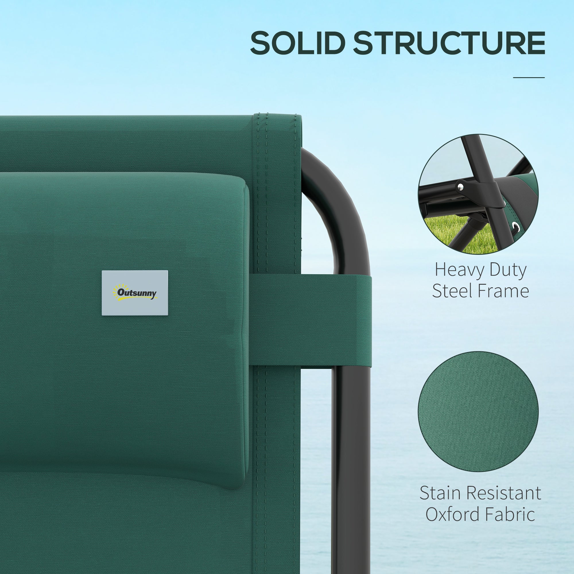 Outsunny Zero Gravity Lounger Chair, Folding Reclining Patio Chair with Padded Seat, Cup Holder, Soft Cushion and Headrest for Poolside, Camping, Green - North Peak Garden Furniture