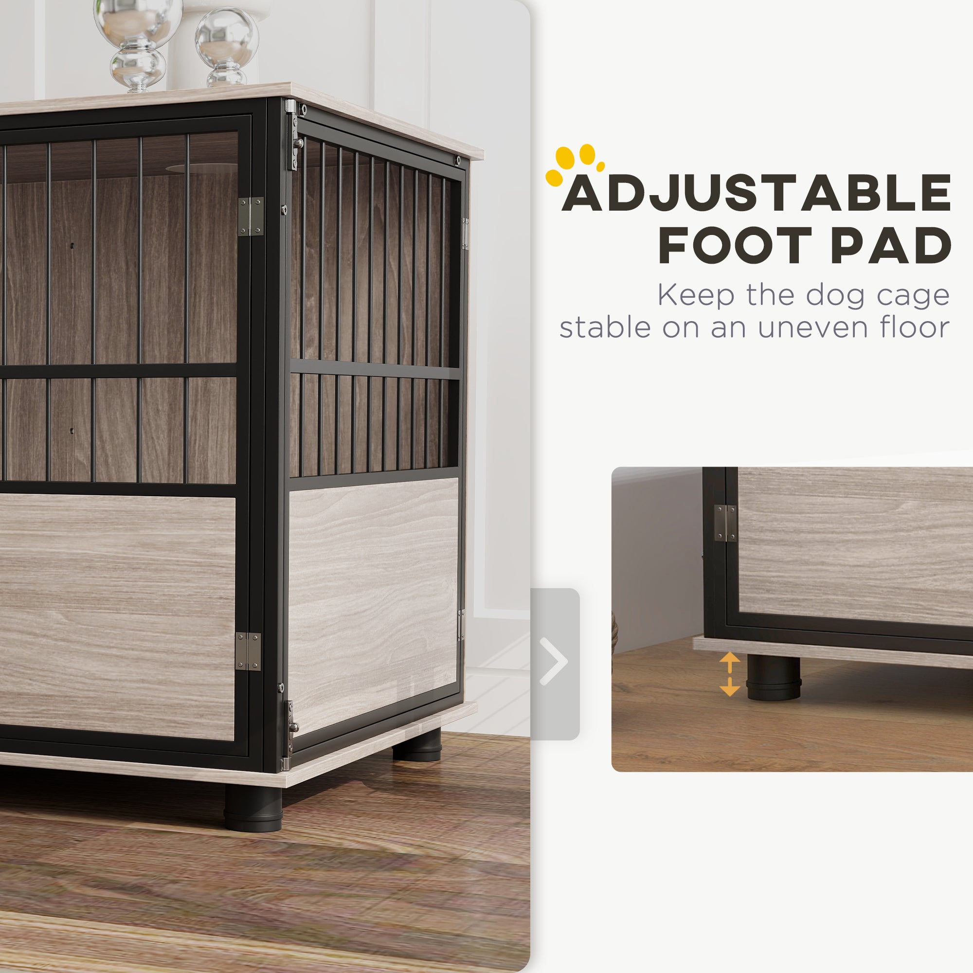 PawHut 100cm Furniture Style Dog Crate Dog Cage End Table Indoor with 3 Doors Soft Washable Cushion, for Large Sized Dogs - North Peak Garden Furniture