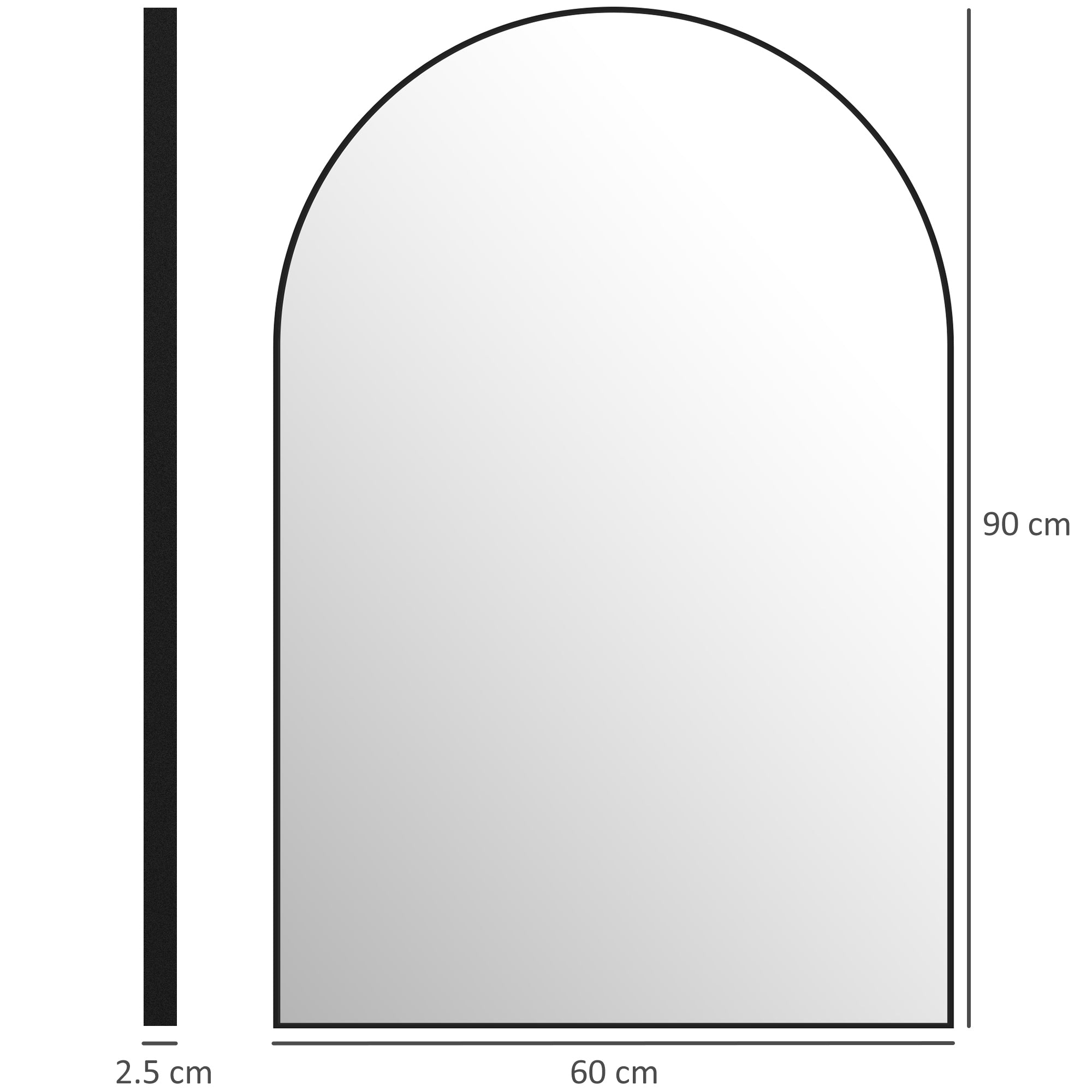 HOMCOM 60 x 90cm Arched Home Mirror - Black - North Peak Garden Furniture