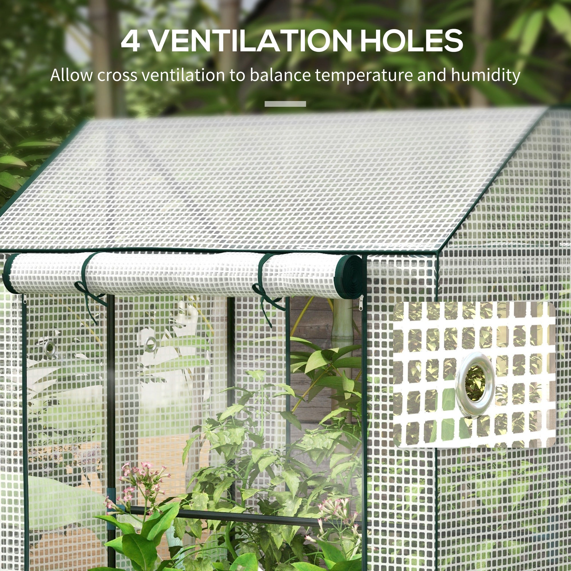 Outsunny Green House, Mini Greenhouse with 2 Roll-up Doors, Vent Holes and Reinforced Cover, 100 x 80 x 150cm