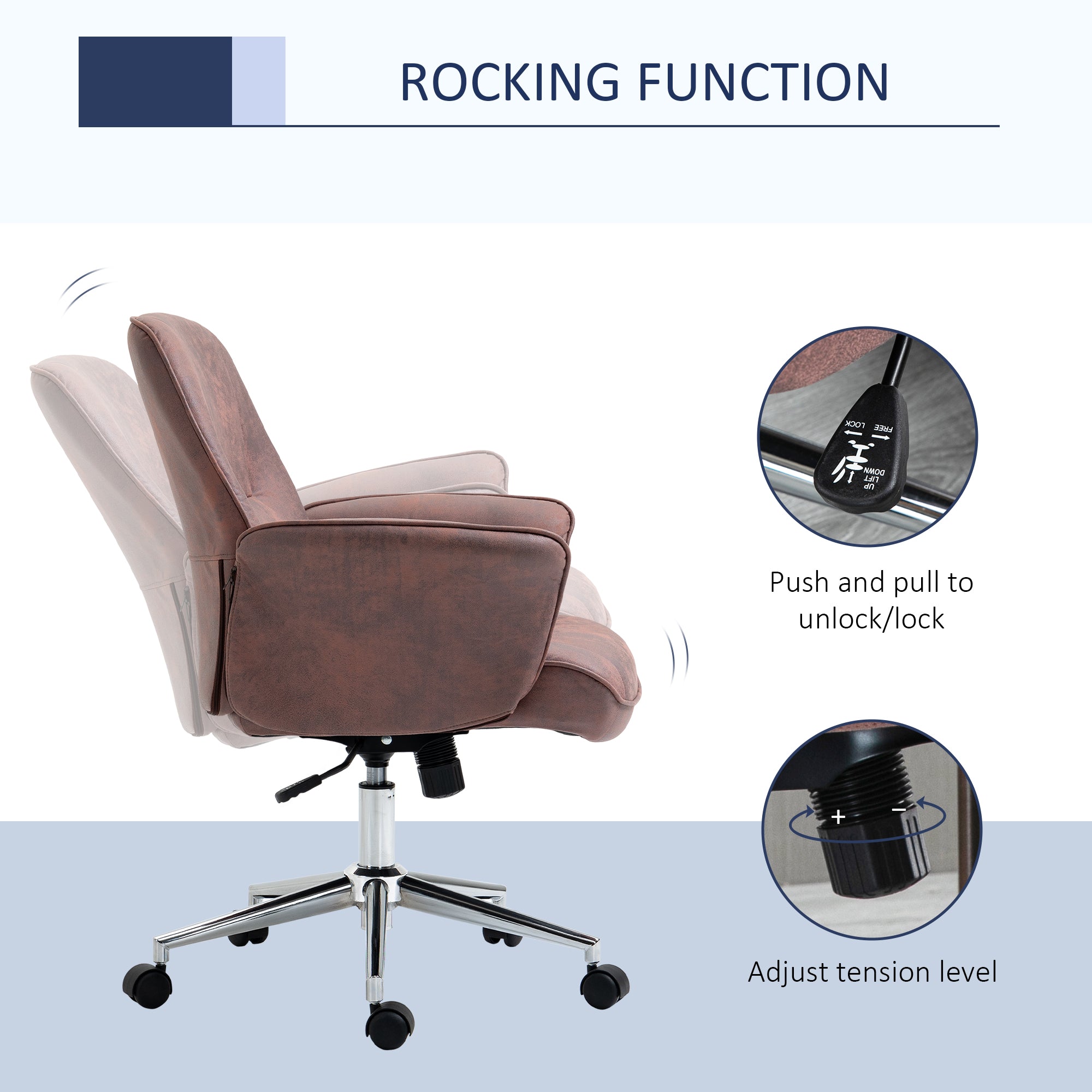 Vinsetto Office Chair, Desk Chair, Swivel Computer Chair with Armrest and Rolling Wheels for Home and Work, Red - North Peak Garden Furniture