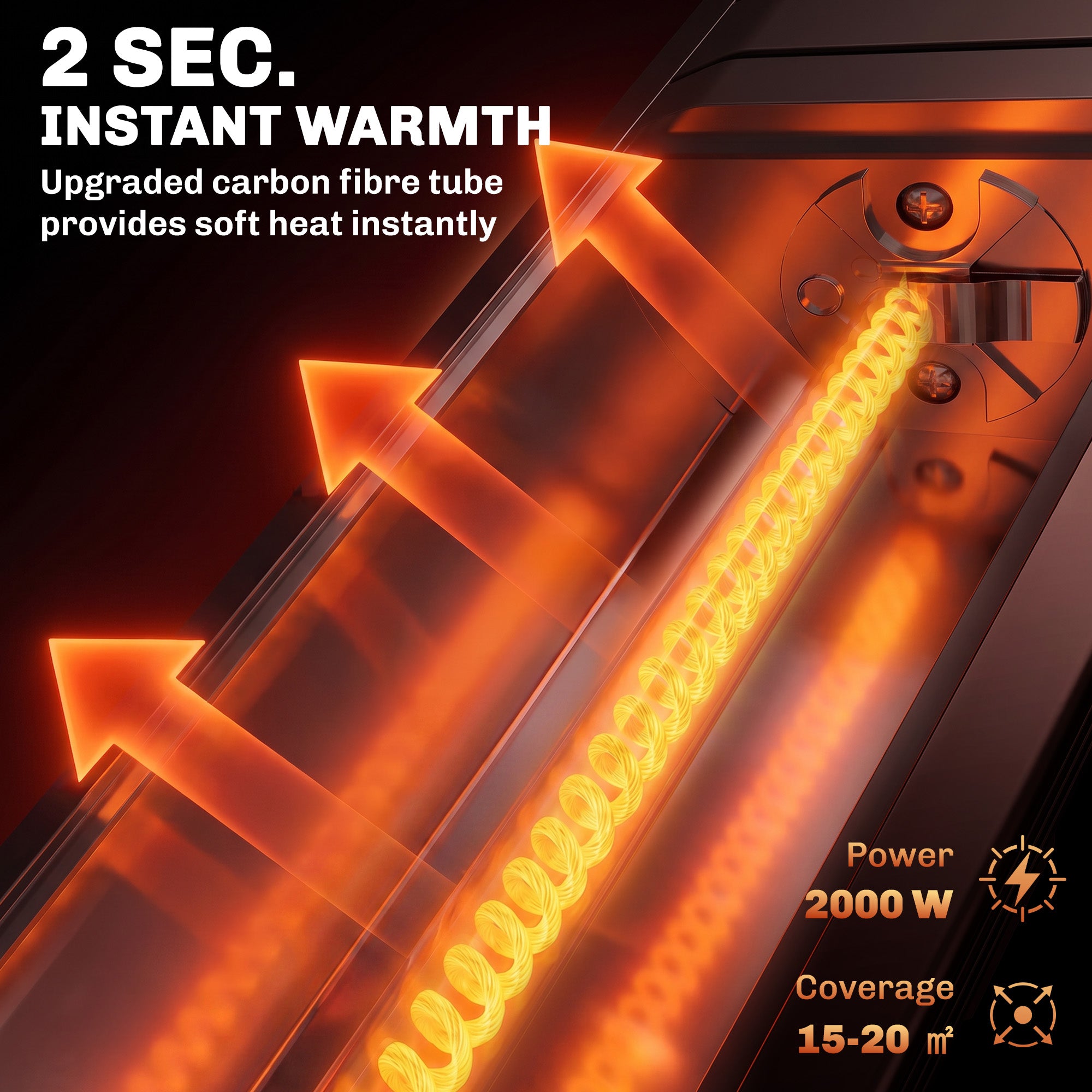 Outsunny 2000 W Electric Infrared Patio Heater, IP65 Outdoor Garden Heater with APP/Touch/Remote Control, 9 Heat Settings, Black