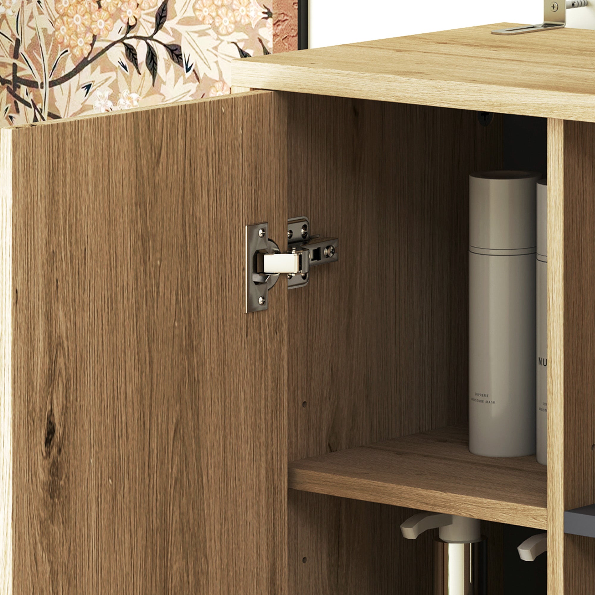 HOMCOM Multi-Storage Slim Bathroom Cabinet - Wood-Effect - North Peak Garden Furniture