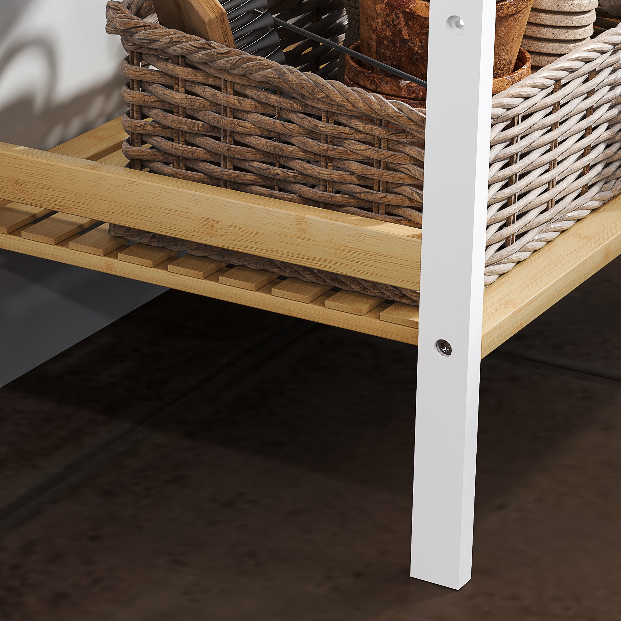 HOMCOM Four-Tier Bamboo Adjustable Shelf Storage Unit - North Peak Garden Furniture