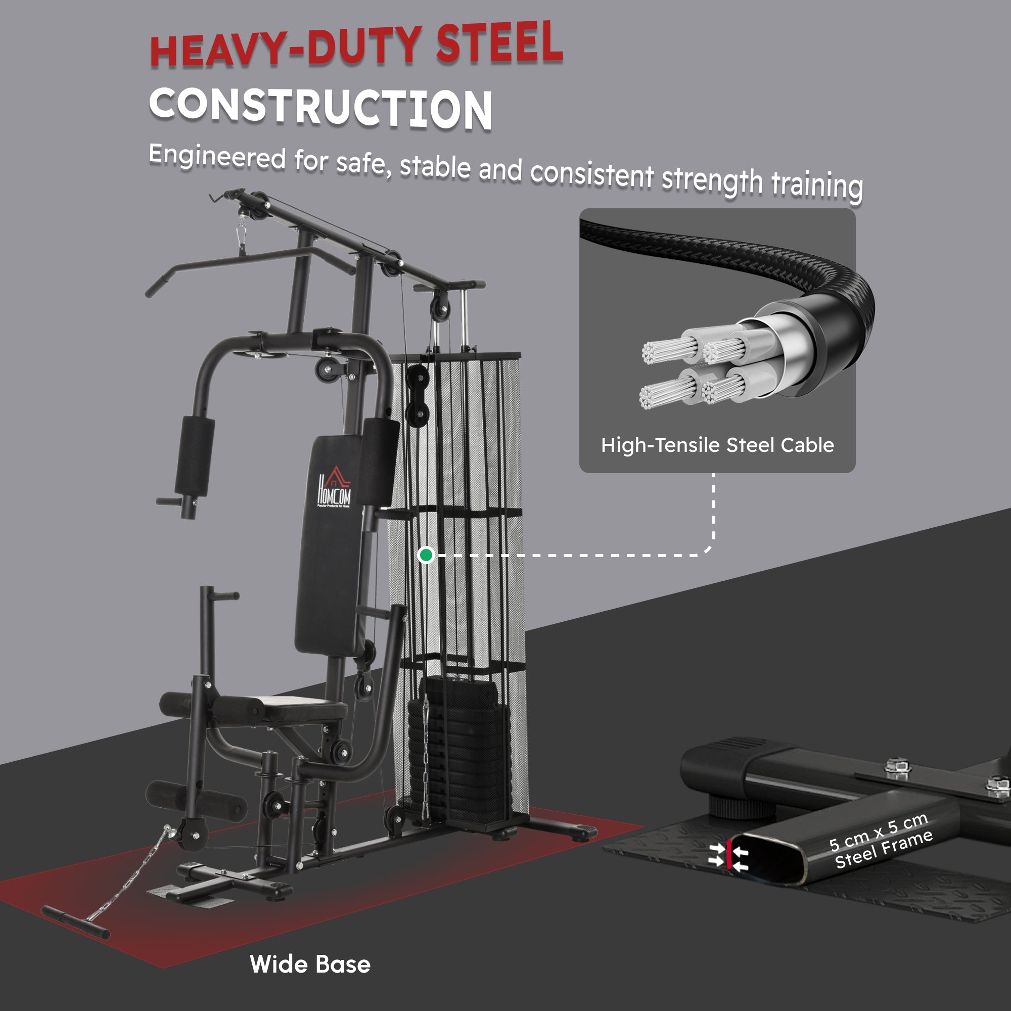 HOMCOM Multifunction Home Gym System Weight Training Exercise Workout Station