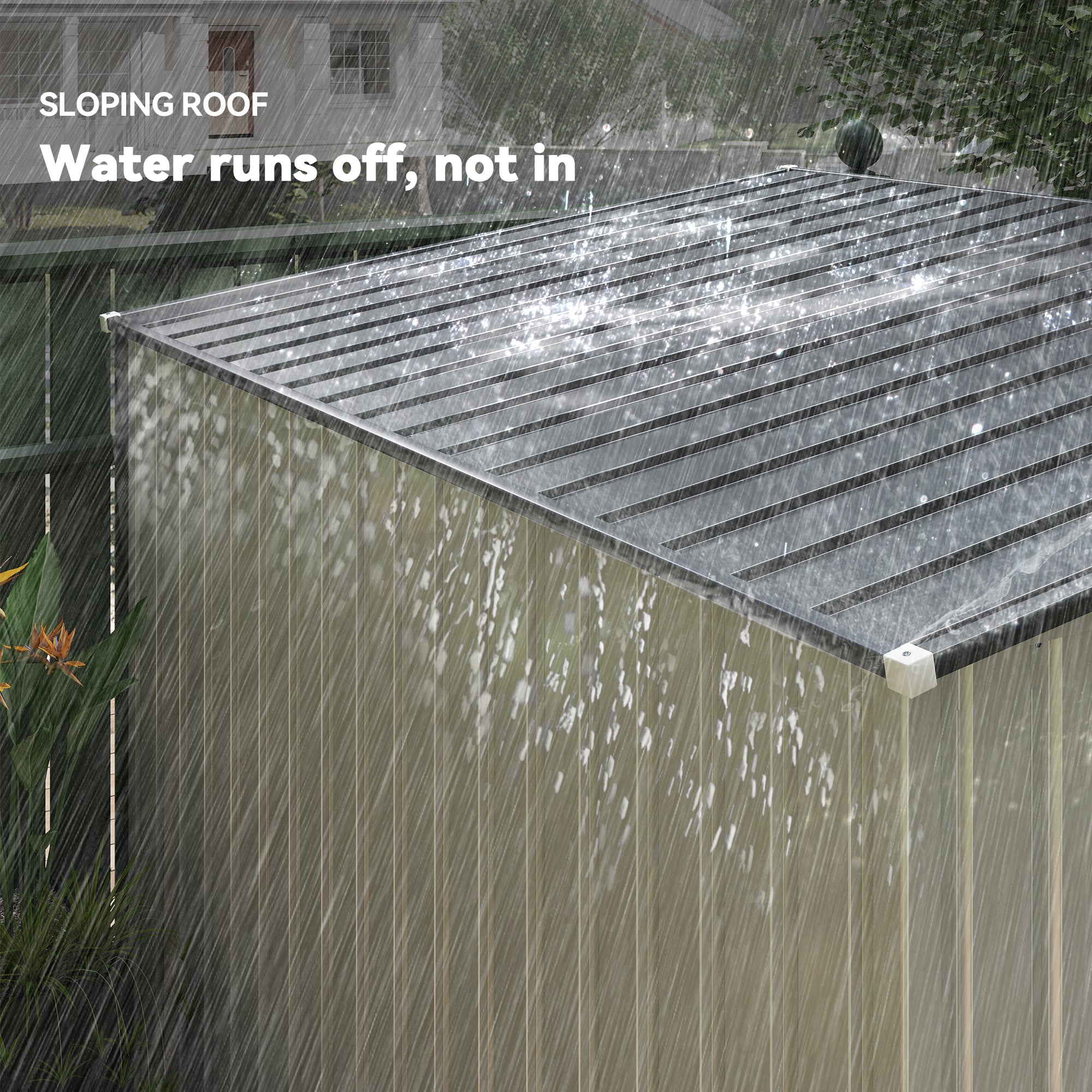 Outsunny 7 x 5ft Galvanised Metal Shed, with Sliding Door, White