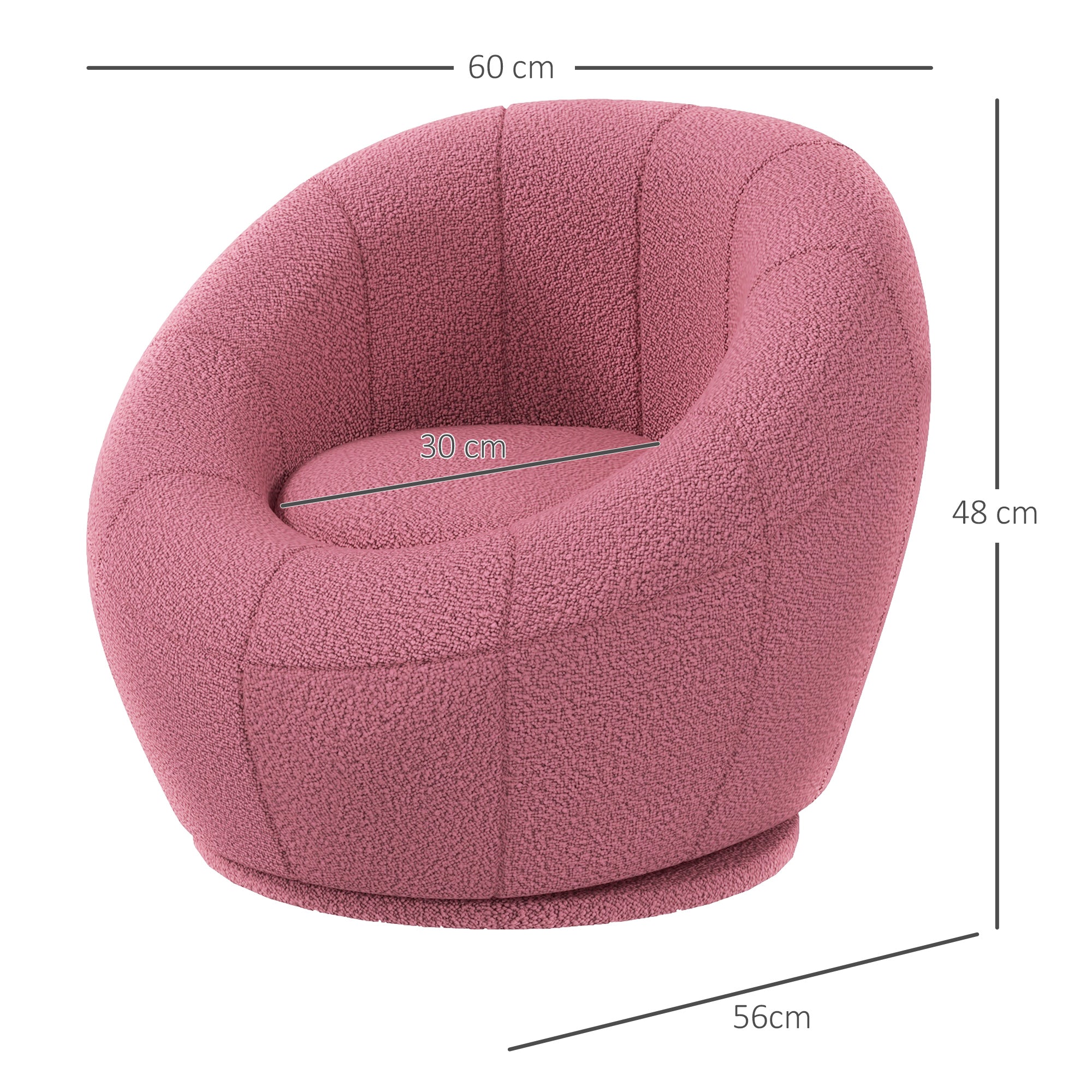 HOMCOM Modern Accent Chair, Swivel Upholstered Armchair for Living Room, Bedroom, Home Office, Pink