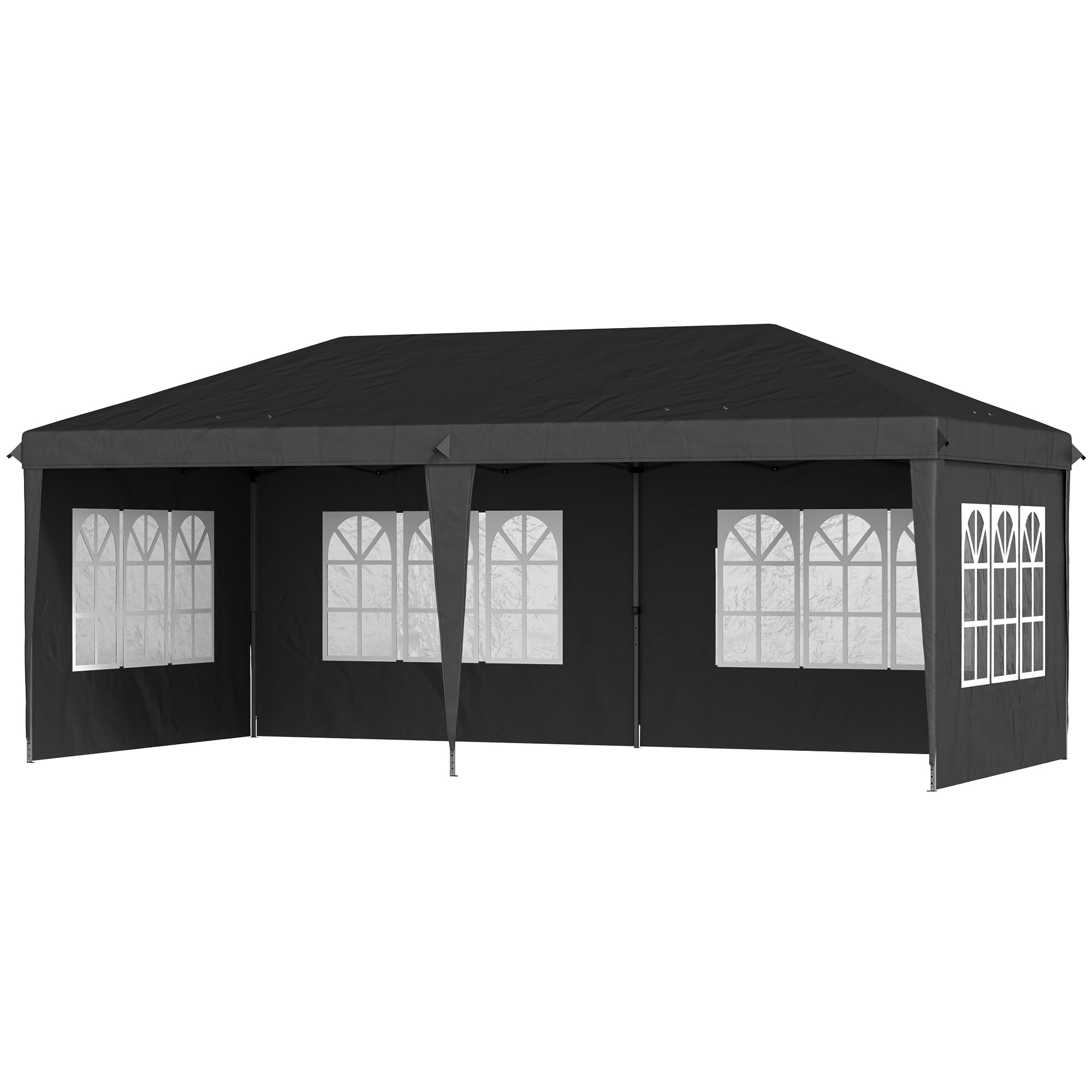 Outsunny 3 x 6m Pop-Up Gazebo, with Removable Walls - Black