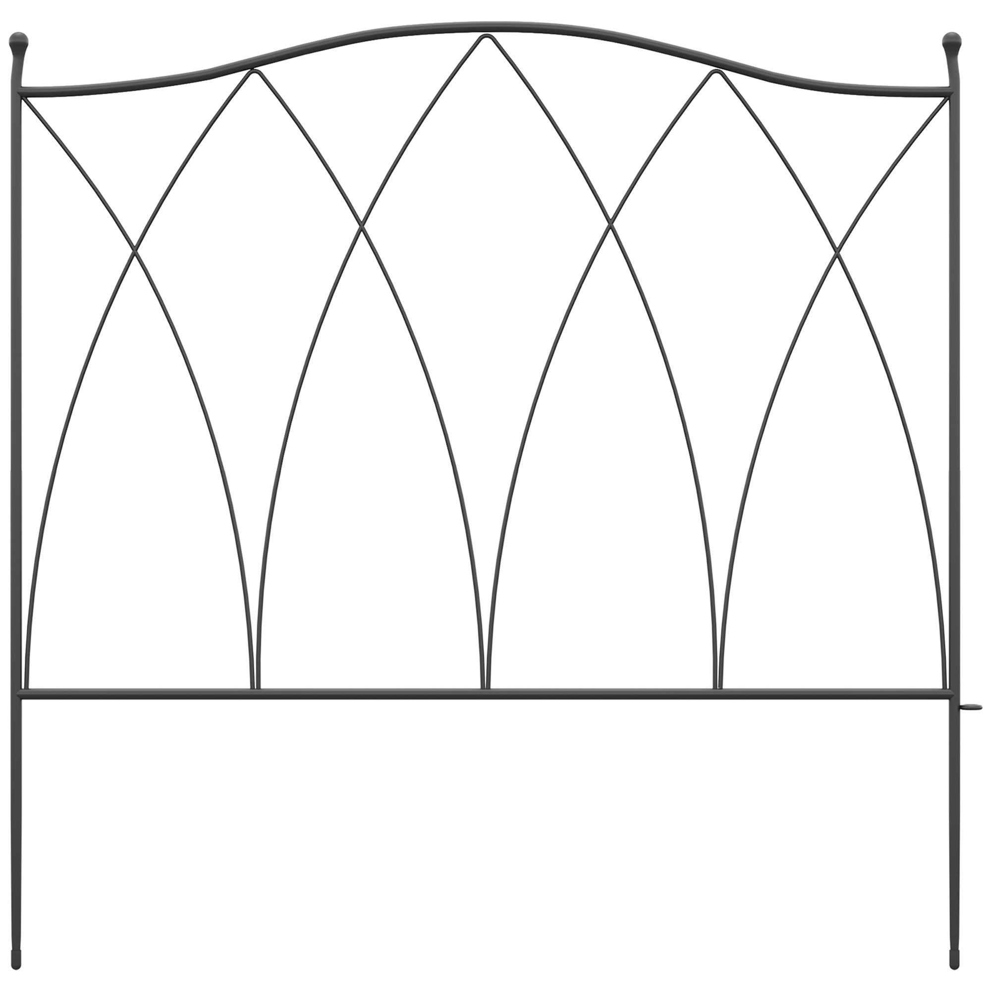 Outsunny Set of Five 61.5cm Decorative Metal Fence Panels - Black - North Peak Garden Furniture
