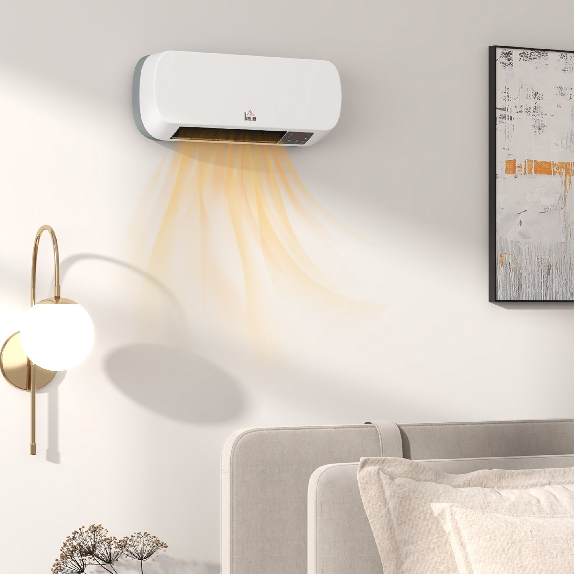 HOMCOM 2000W Wall Mounted Ceramic Space Heater, 10-49°C Temperature, White