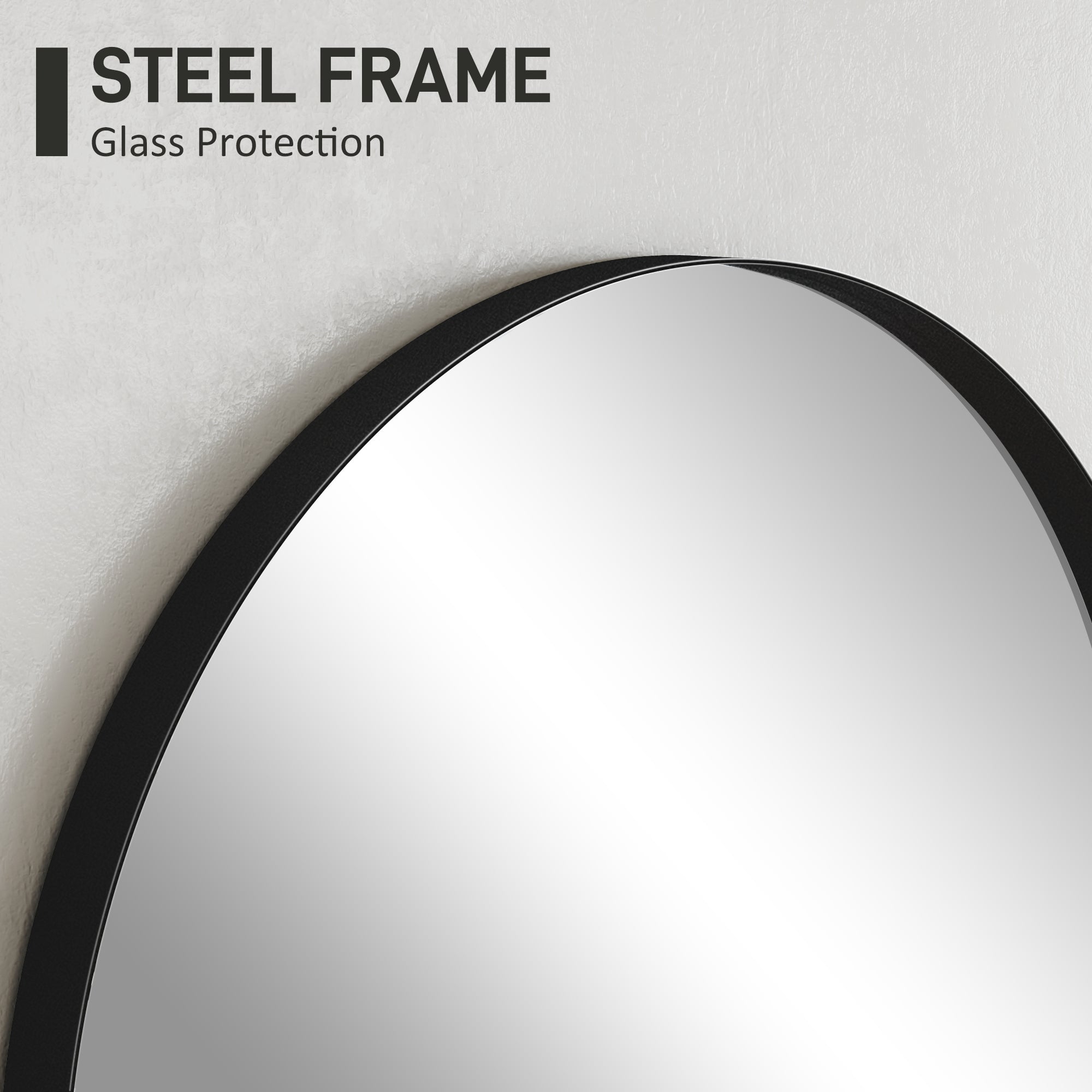 HOMCOM 50 x 70cm Arched Home Mirror - Black - North Peak Garden Furniture