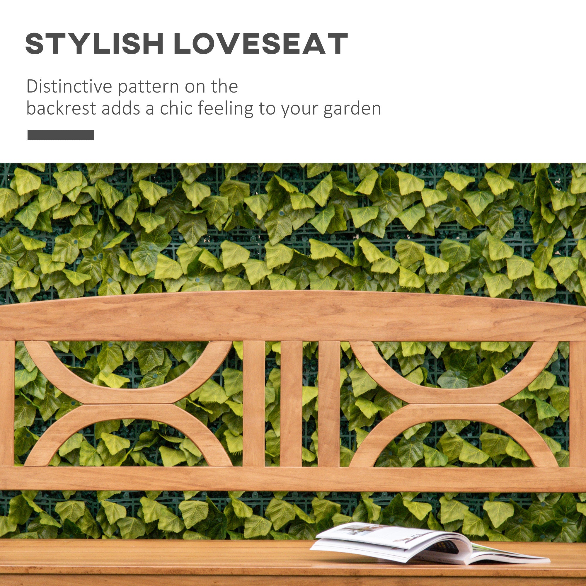 Outsunny 2-Seater Wooden Garden Bench Outdoor Patio Loveseat for Yard, Lawn, Porch, Natural - North Peak Garden Furniture
