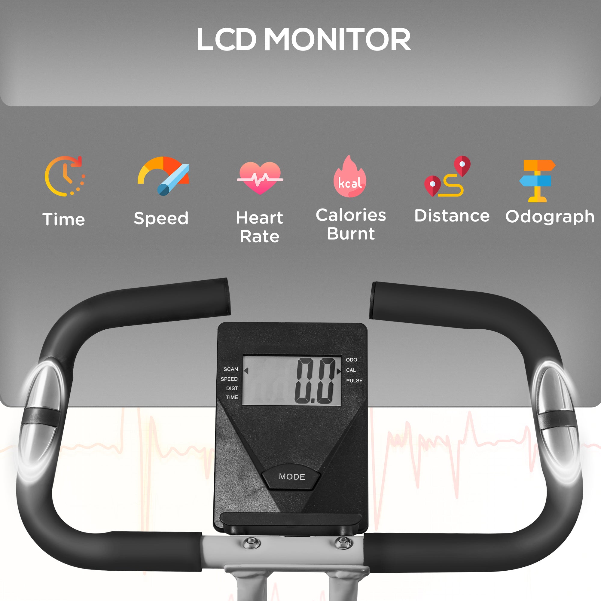 SPORTNOW Folding and Quiet Exercise Bike with 8-Level Magnetic Resistance and Heart Rate Sensor, for Home Gym, Black and Grey - North Peak Garden Furniture
