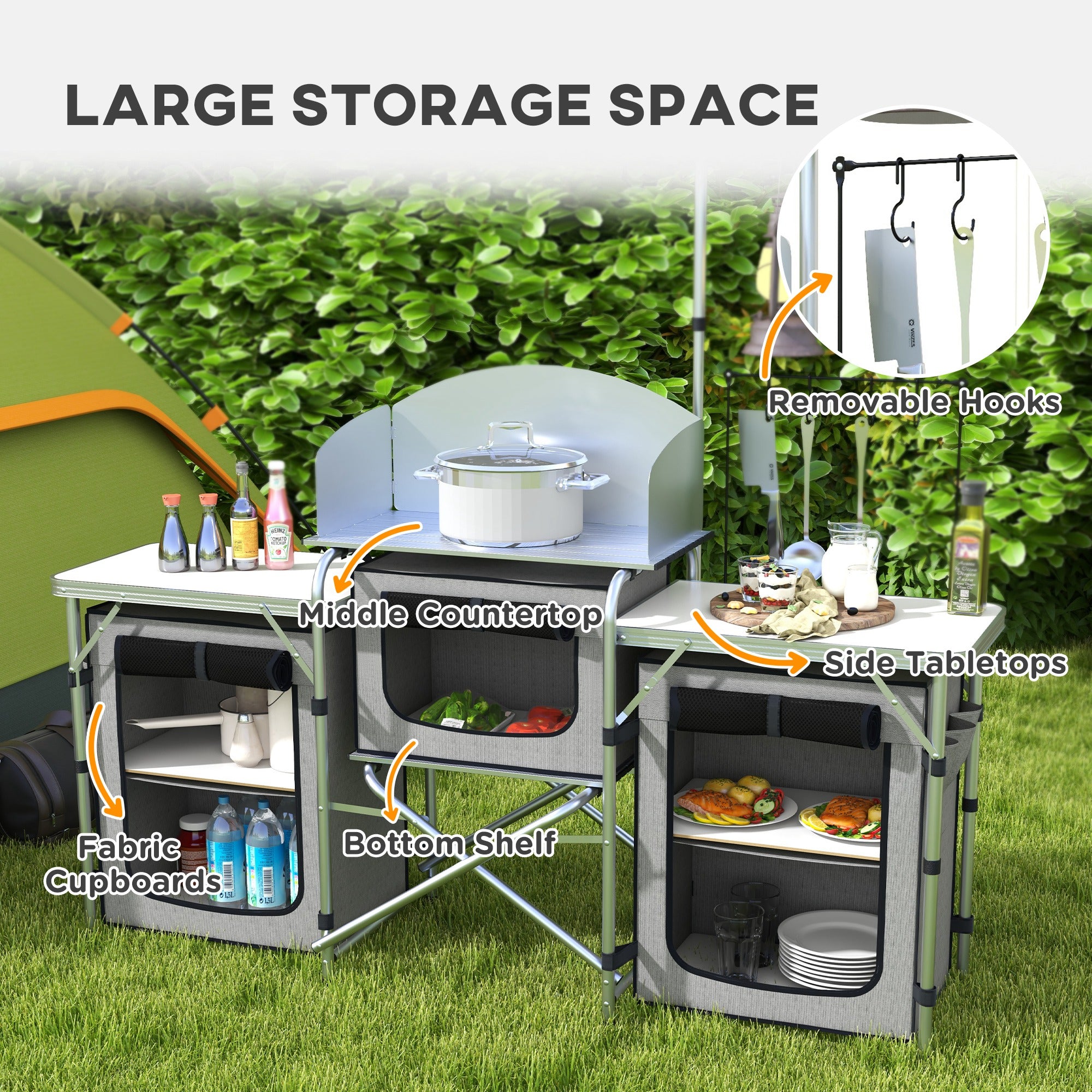 Outsunny Multi-Storage Portable Camping Kitchen, with Carry Bag - North Peak Garden Furniture