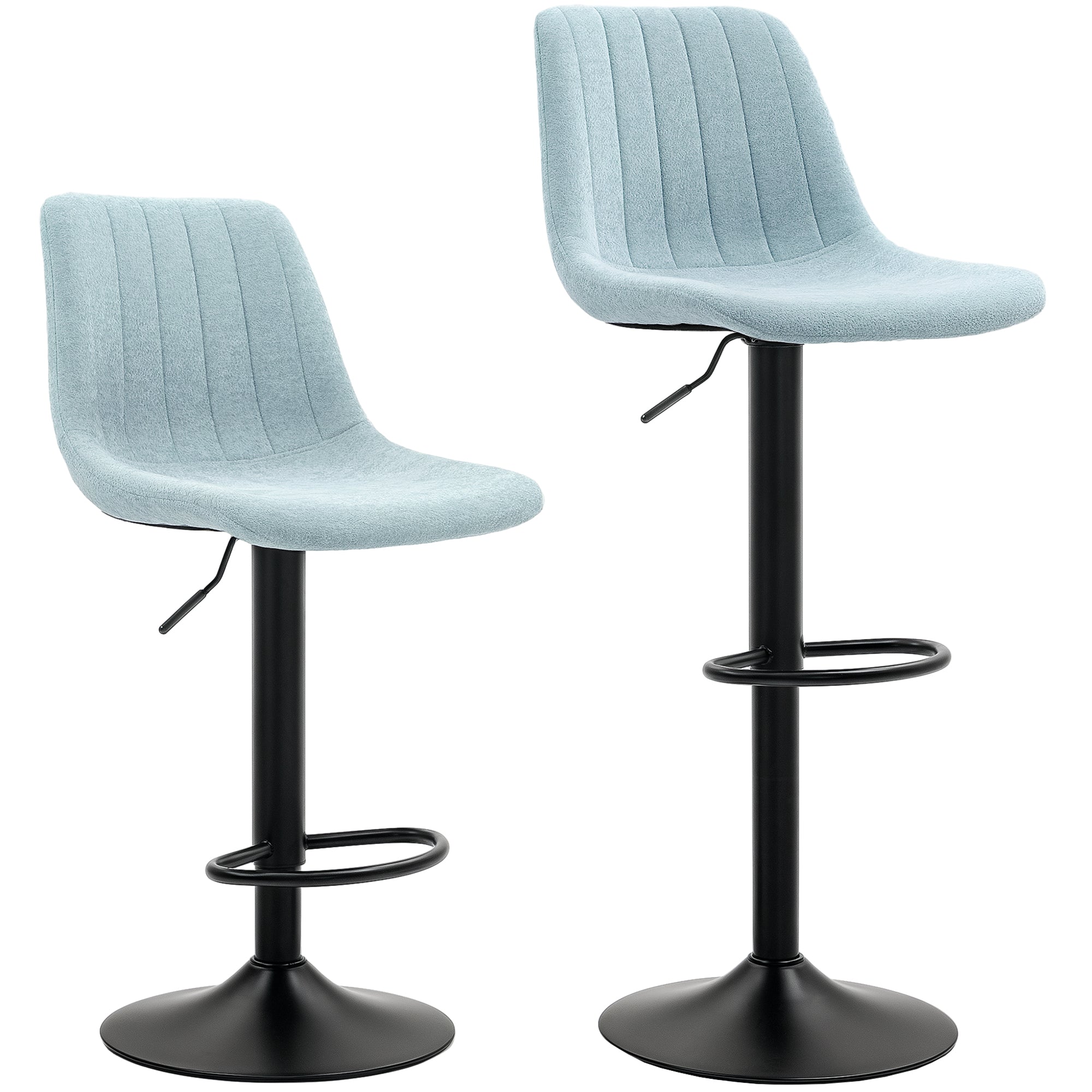 HOMCOM Set of Two Chenille-Feel Tub Bat Stools - Blue - North Peak Garden Furniture