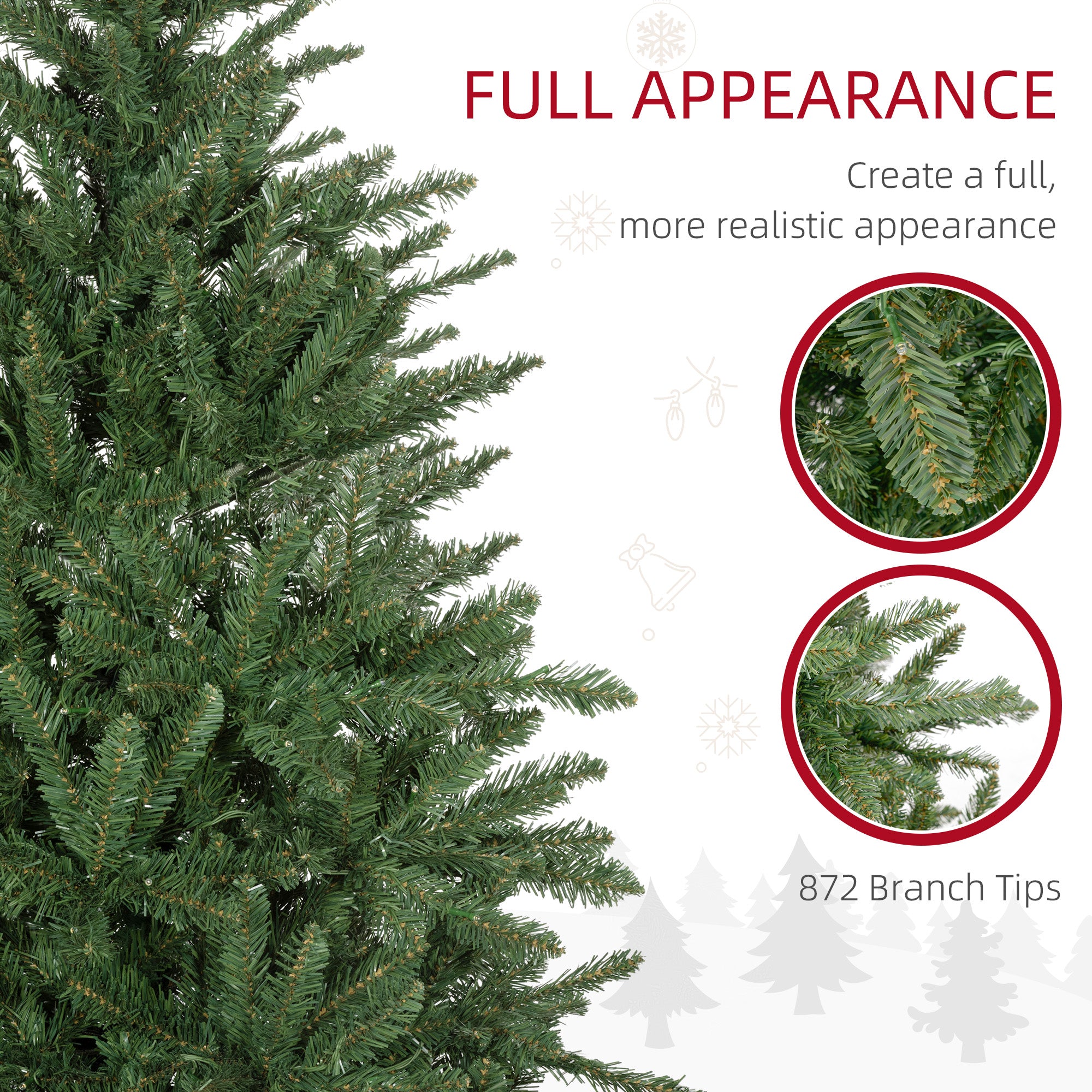 HOMCOM 6ft White Light Artificial Christmas Tree - North Peak Garden Furniture