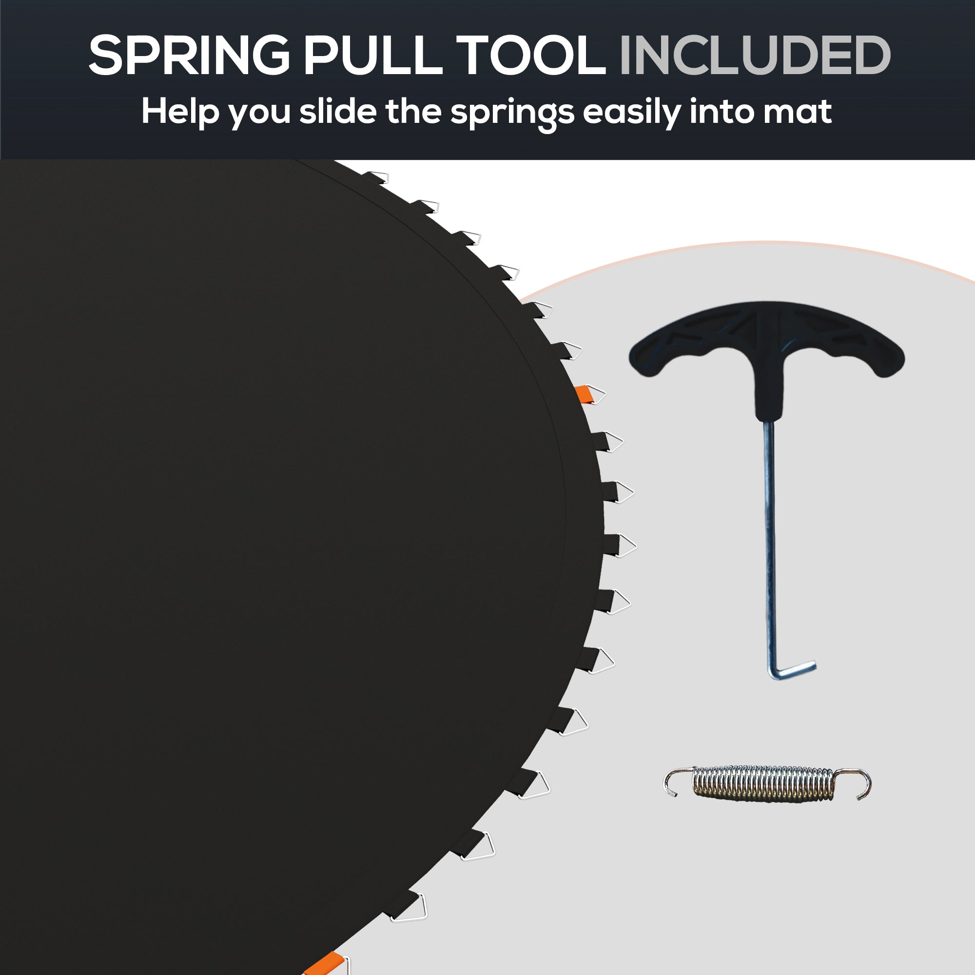 SPORTNOW Replacement Trampoline Mat with Spring Pull Tool, 72 V-Hooks, for 12ft Trampoline using 14cm Springs - North Peak Garden Furniture