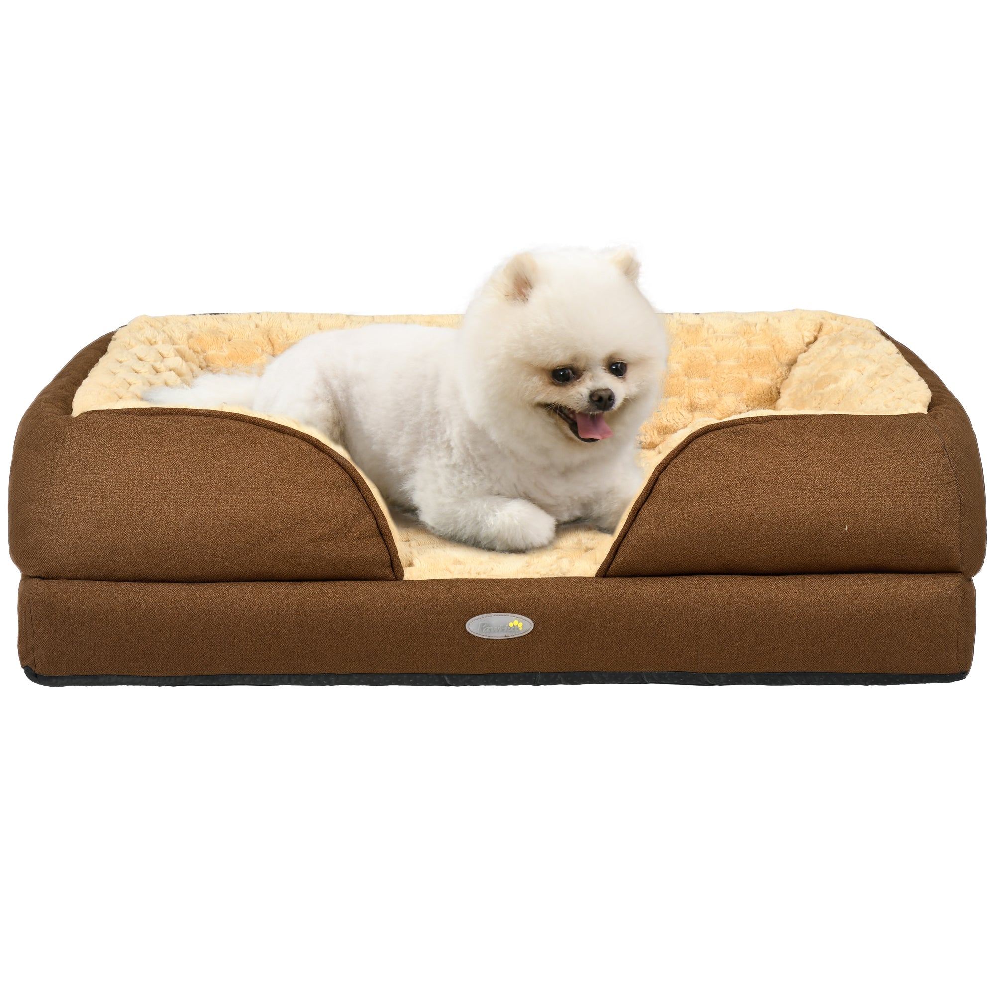 PawHut Calming Dog Bed Pet Mattress w/ Removable Cover, Anti-Slip Bottom, for Small Dogs, 70L x 50W x 18Hcm - Brown - North Peak Garden Furniture
