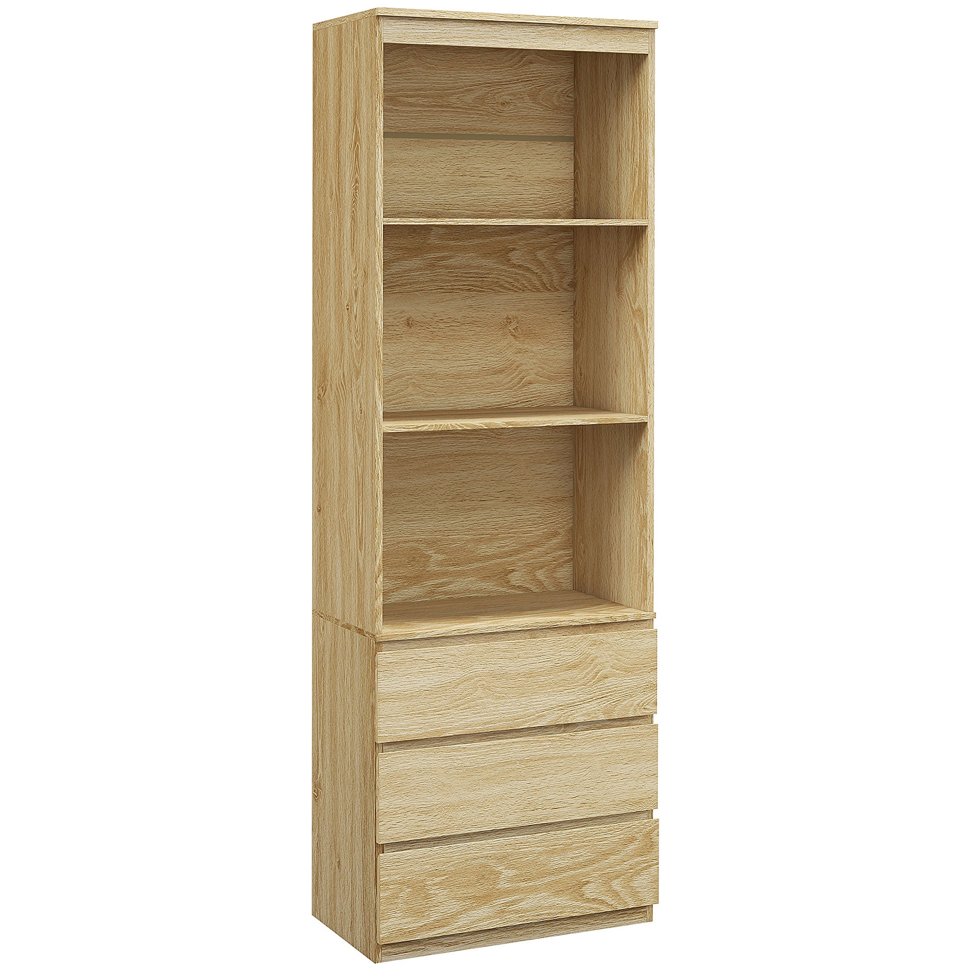 HOMCOM 180cm Tall Bookcase, with Shelves and Drawers - Wood Effect - North Peak Garden Furniture