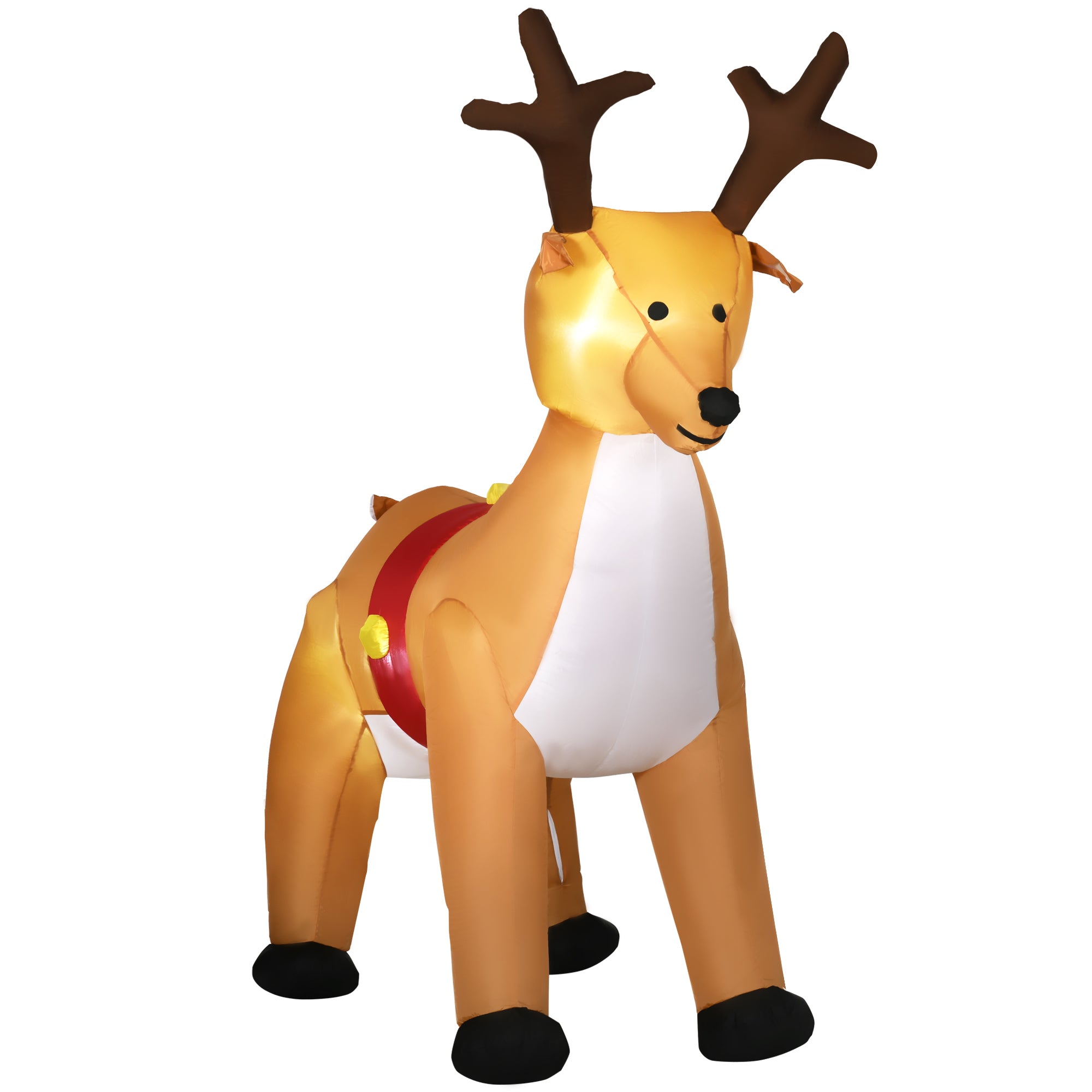 HOMCOM 6ft Christmas Inflatable Reindeer Decoration Xmas Indoor Outdoor Fun w/ Lights Accessories Holiday Blow Up Decor Animal - North Peak Garden Furniture