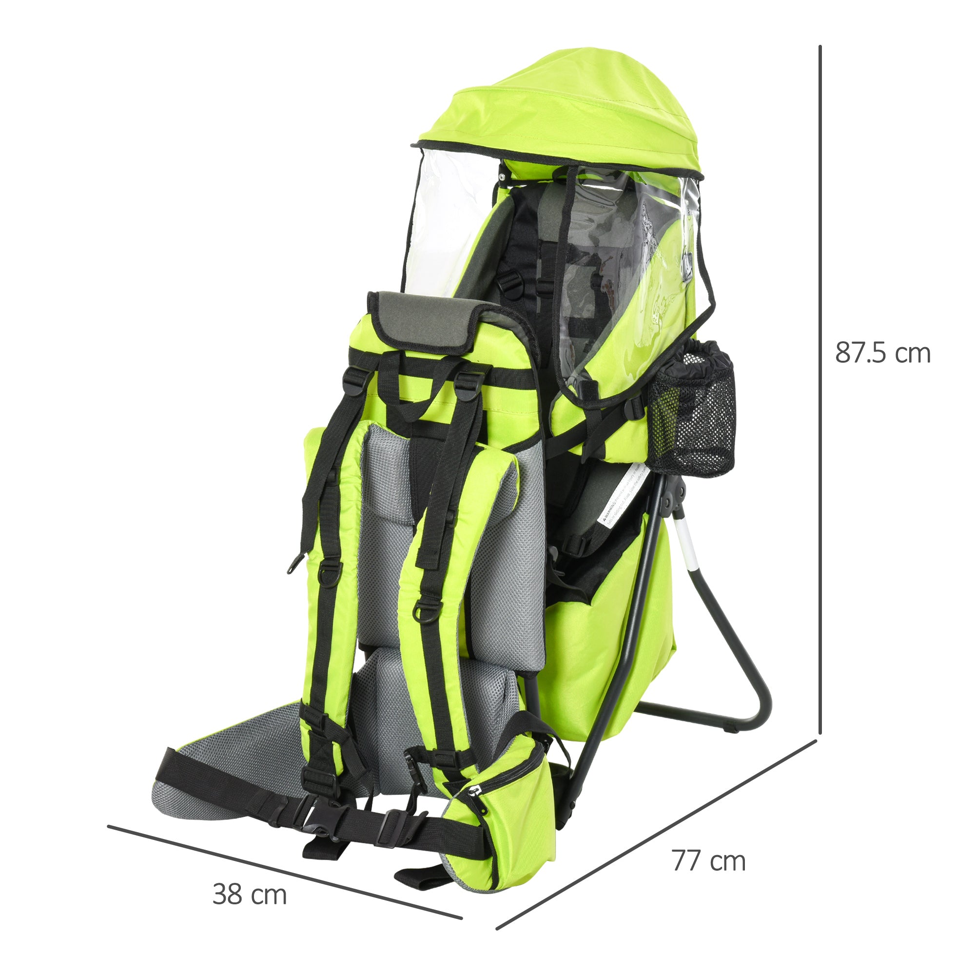 HOMCOM Baby Hiking Backpack Carrier Child Carrier with Ergonomic Hip Seat Detachable Rain Cover Adjustable Straps Stand for Toddler 6 - 36 Months Green - North Peak Garden Furniture