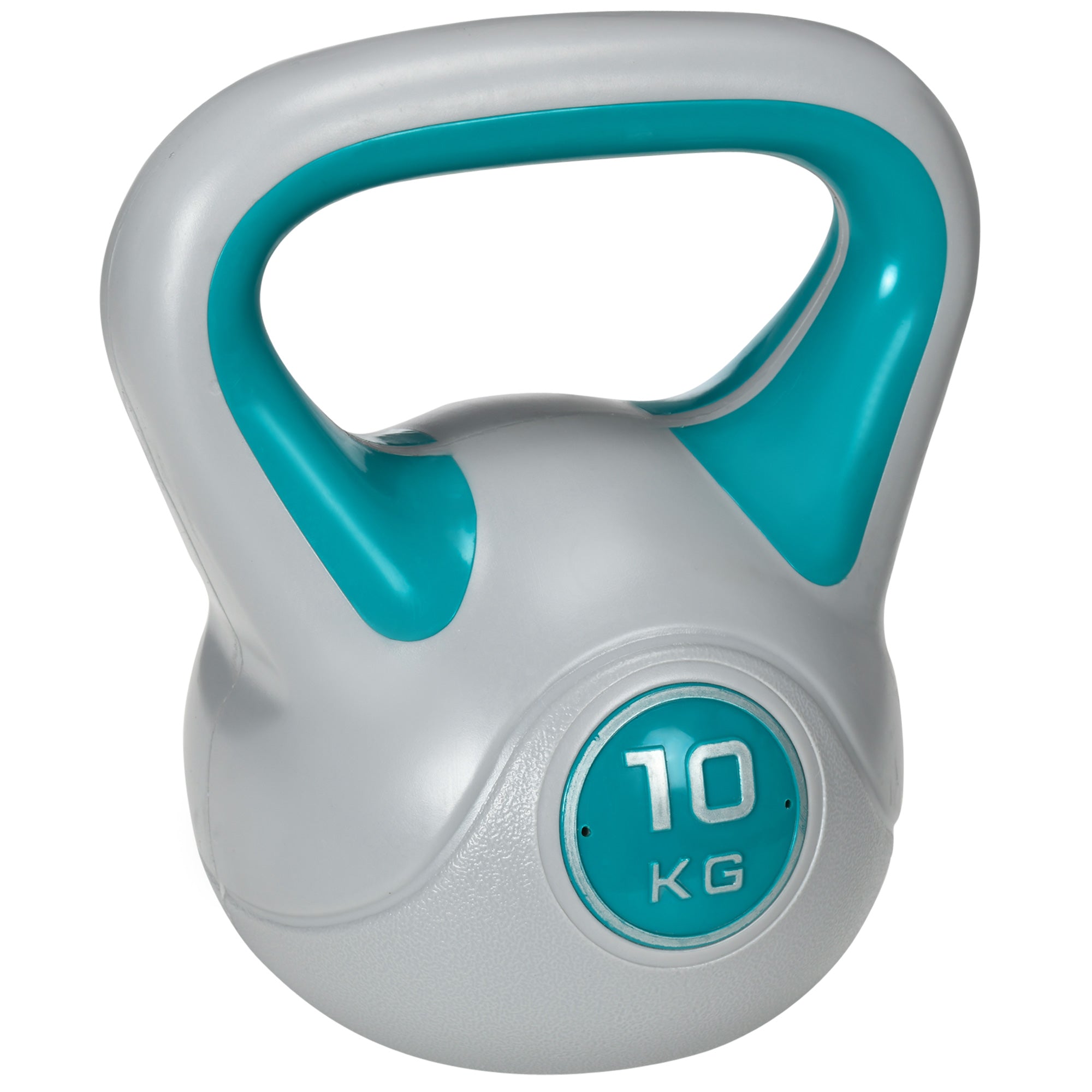 SPORTNOW Kettlebell, 10kg Kettle Bells with Handle for Home Gym Weight Lifting and Strength Training, Light Blue and Grey - North Peak Garden Furniture