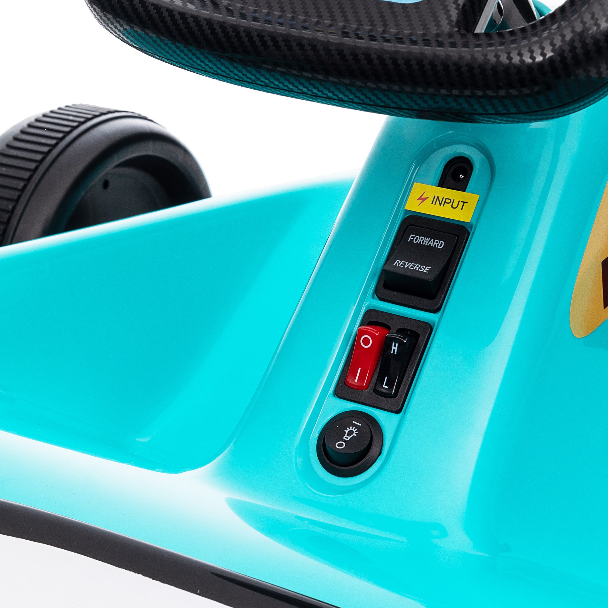 AIYAPLAY 6V Electric Go Kart for Kids with Music, Light, Horn, for 3-5 Years, Blue - North Peak Garden Furniture