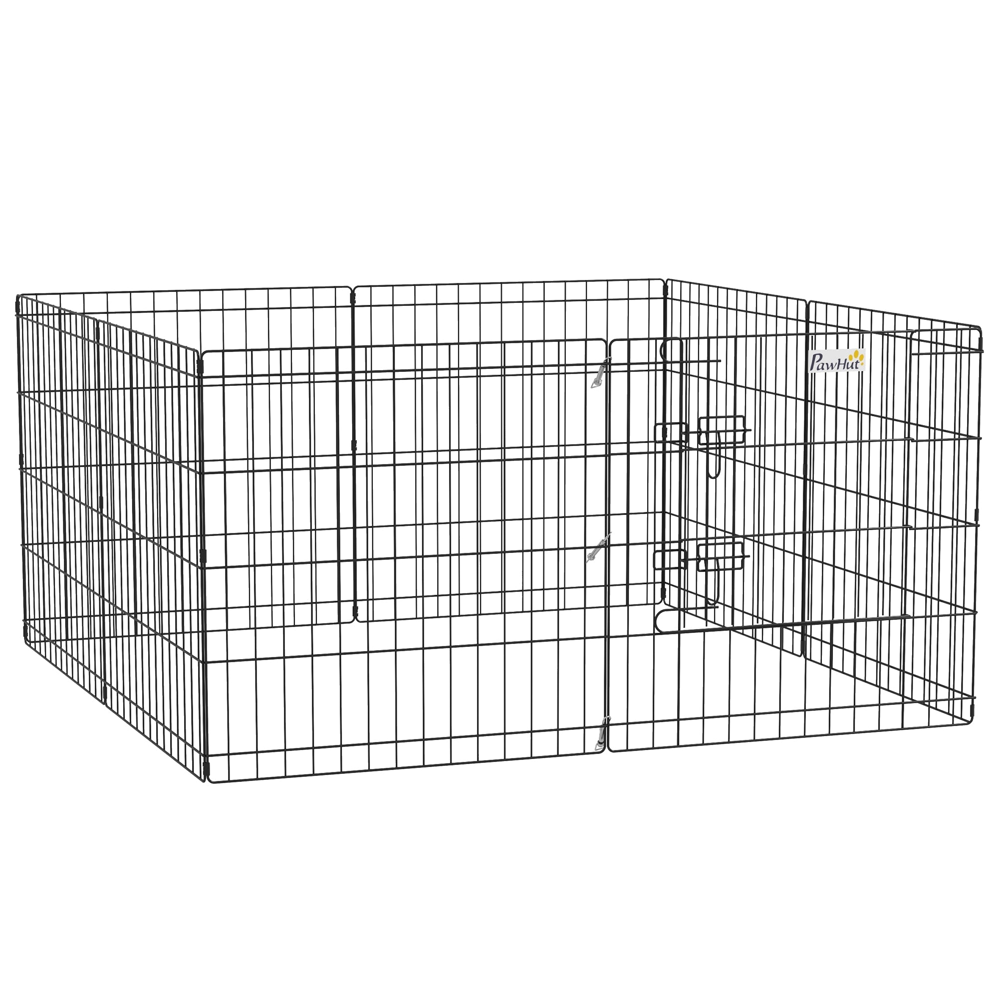 PawHut Dog Playpen, Puppy Pen, Eight-Panel Metal Fence, for Small Dogs, Indoors, Outdoors - Black